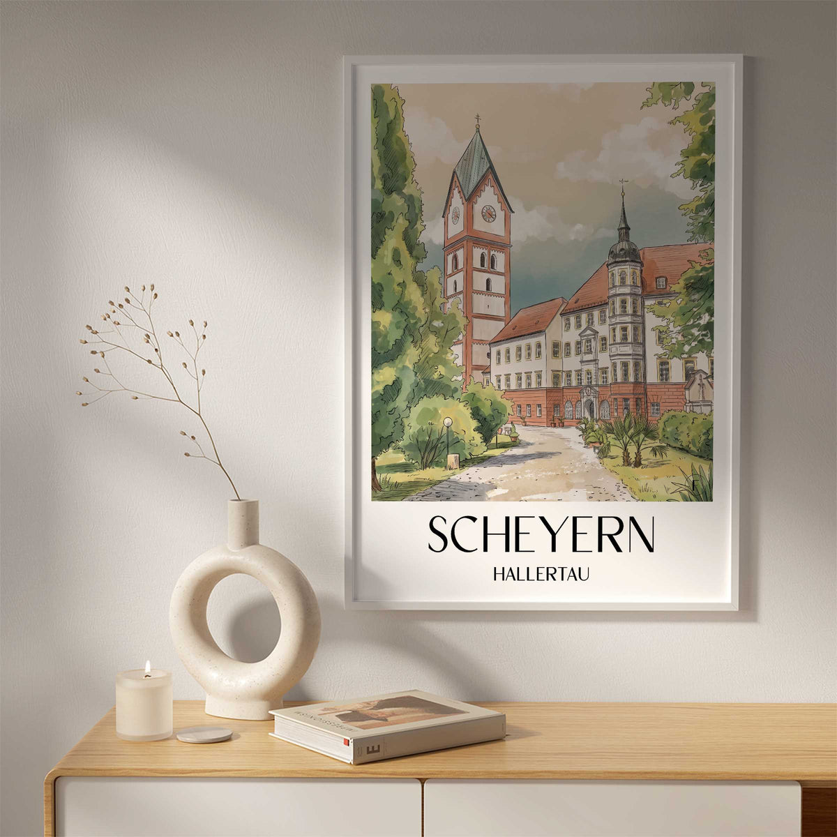 scheyern-hallertau-deutschland-poster-aquarell