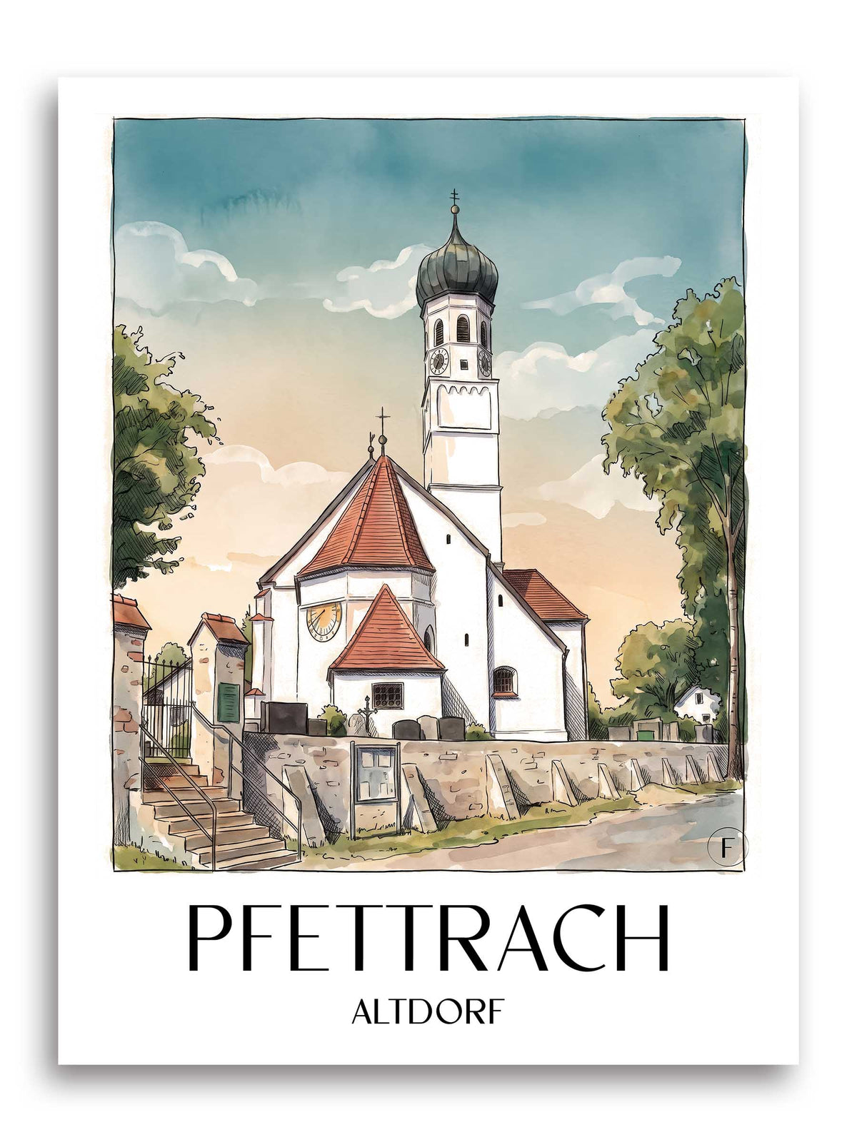 pfettrach-altdorf-deutschland-poster-aquarell