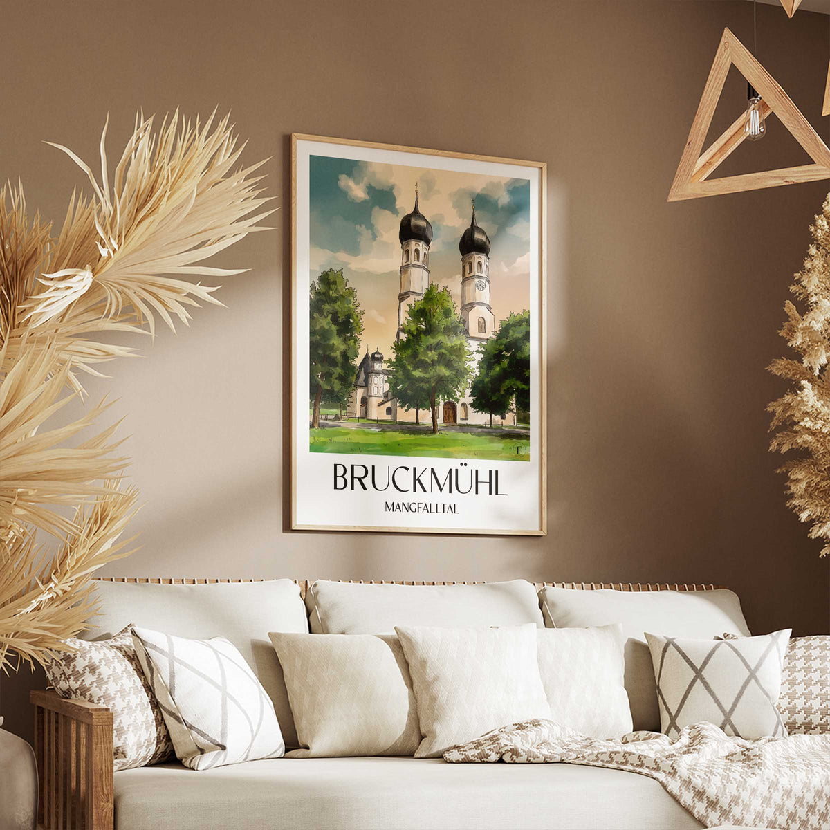 bruckmühl-mangfalltal-deutschland-poster-aquarell