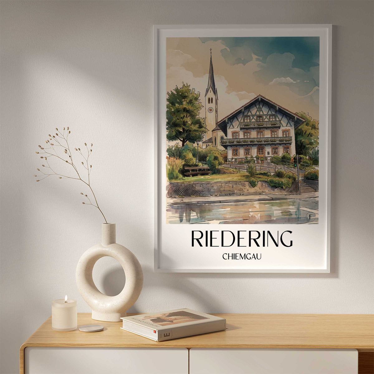 riedering-chiemgau-deutschland-poster-aquarell