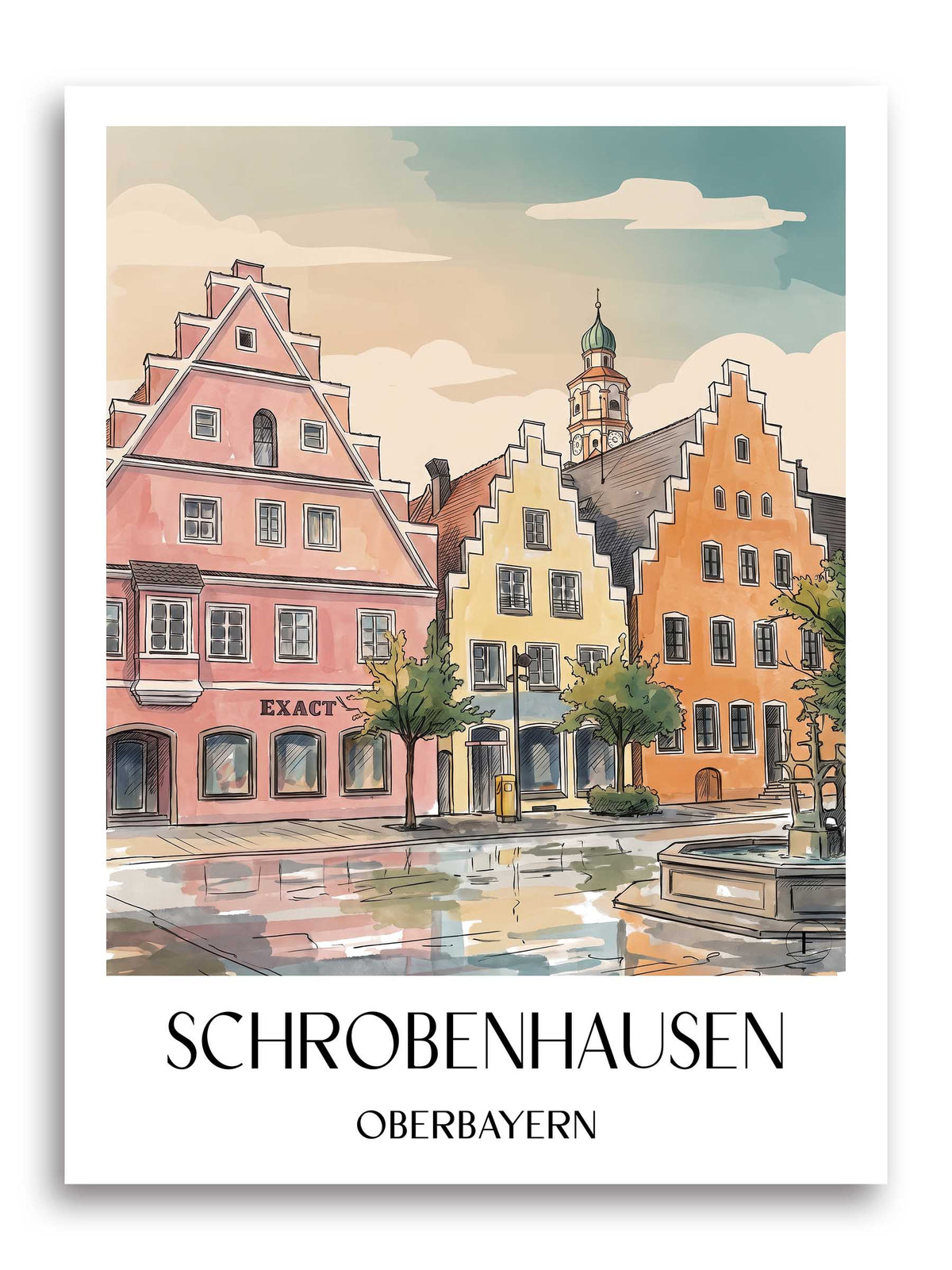 schrobenhausen-oberbayern-deutschland-poster-aquarell