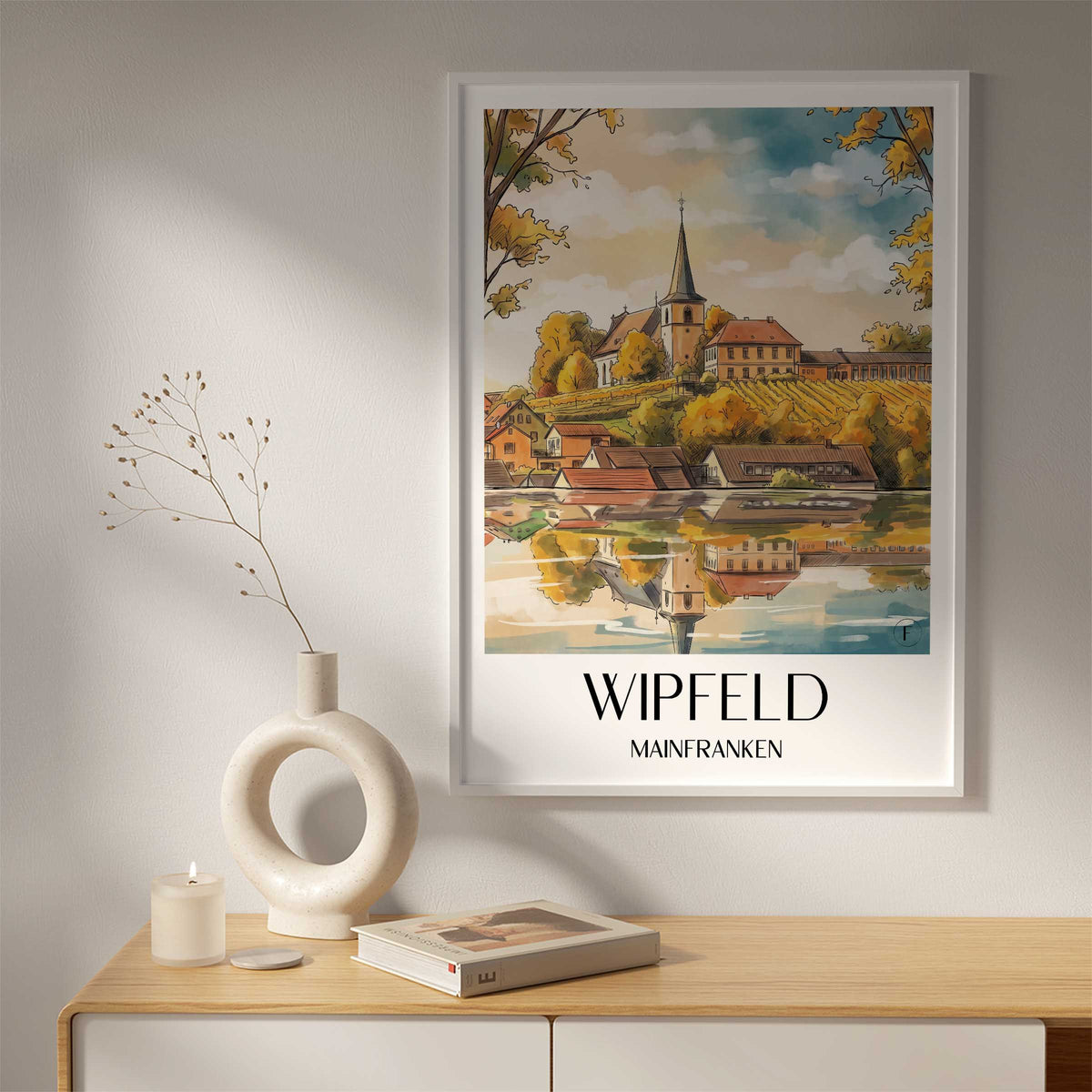 wipfeld-mainfranken-deutschland-poster-aquarell