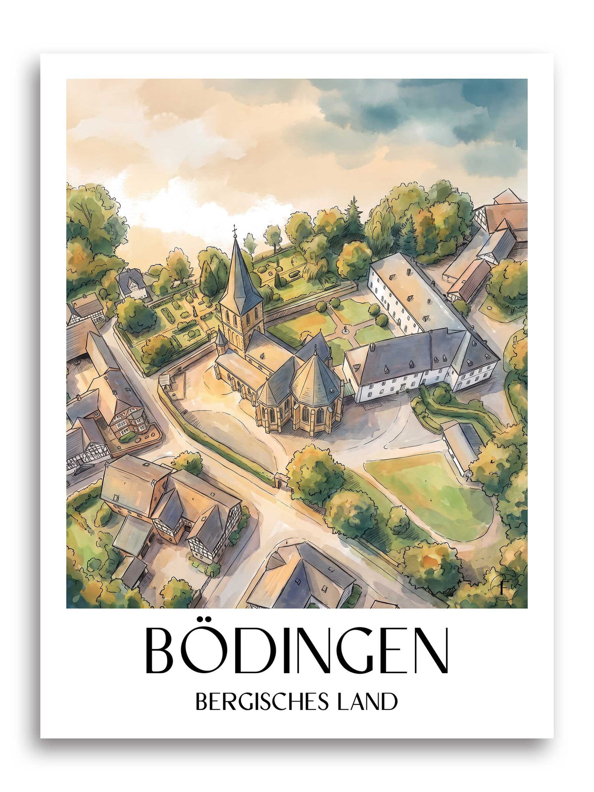 bödingen-bergisches-land-deutschland-poster-aquarell