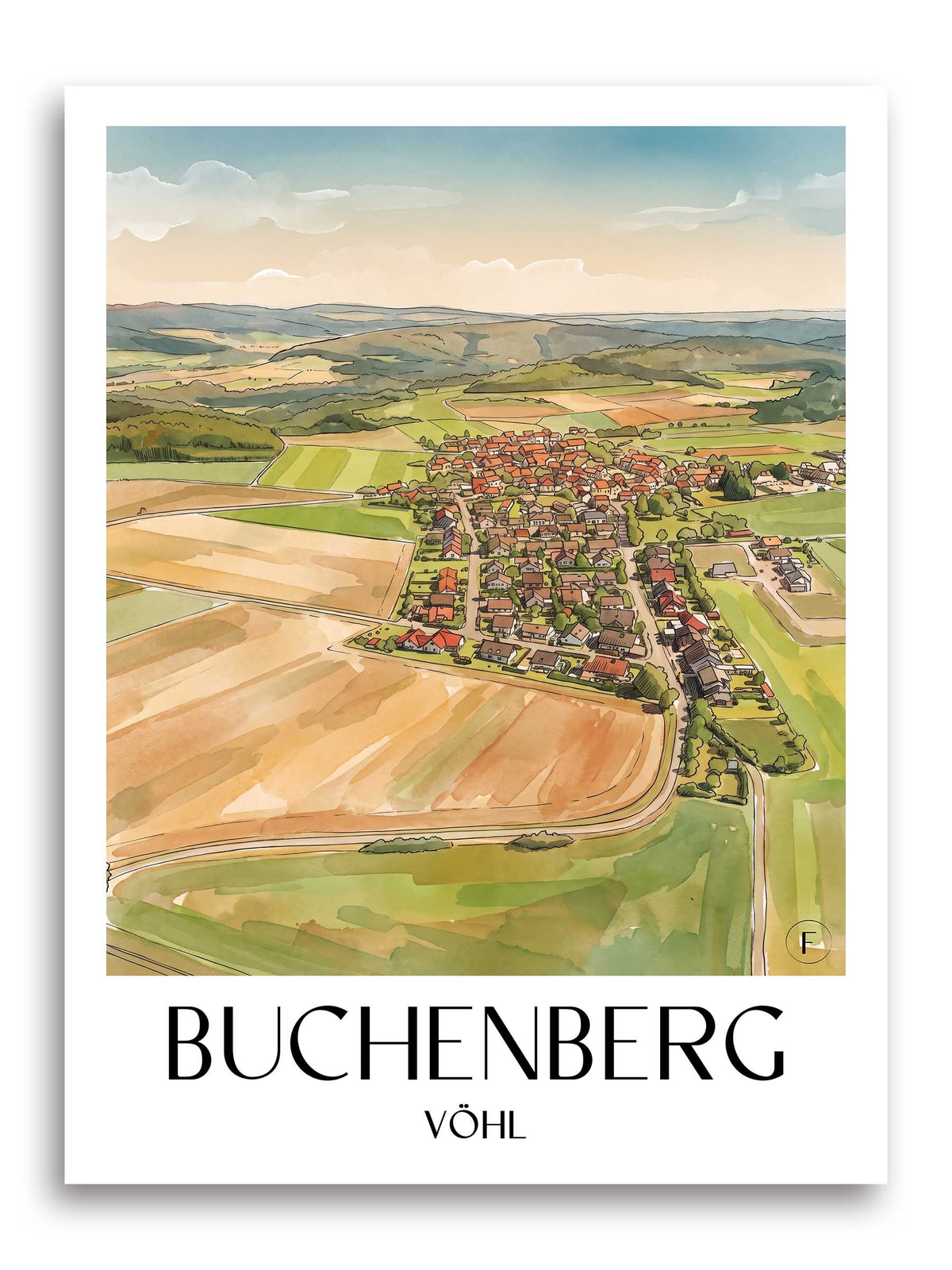 buchenberg-vöhl-deutschland-poster-aquarell