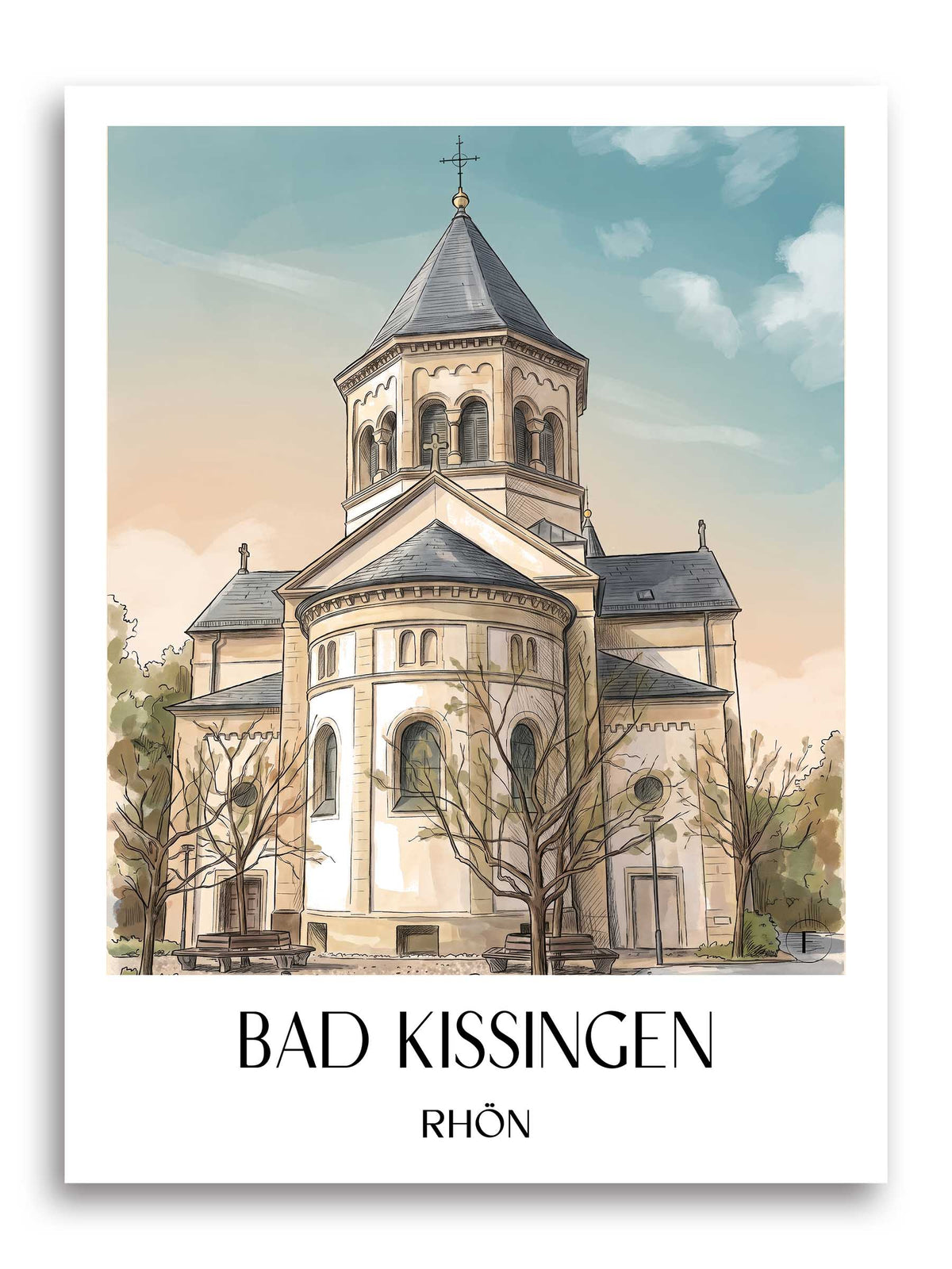 bad-kissingen-rhön-deutschland-poster-aquarell
