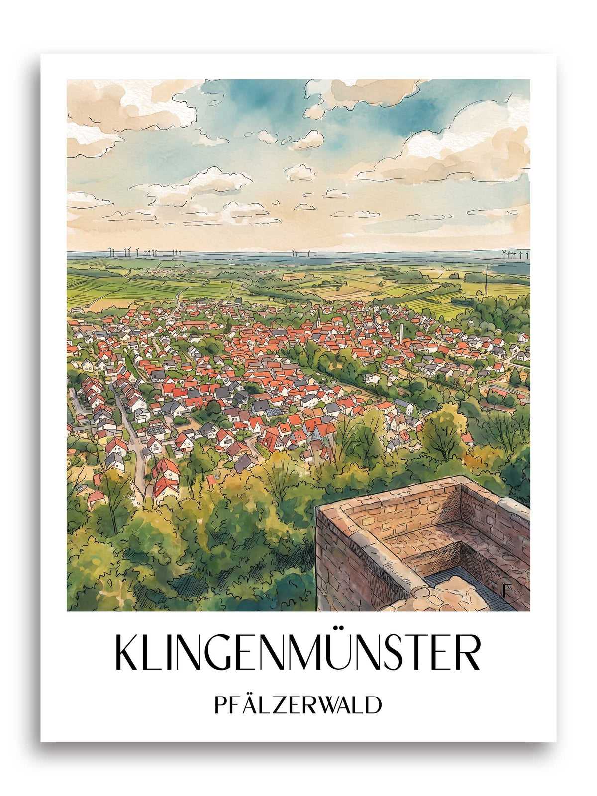 klingenmünster-pfälzerwald-deutschland-poster-aquarell