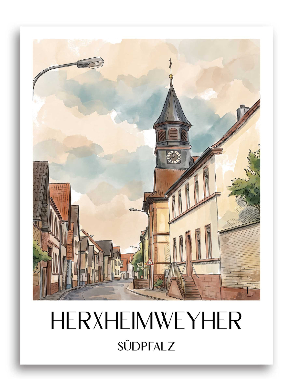 herxheimweyher-südpfalz-deutschland-poster-aquarell