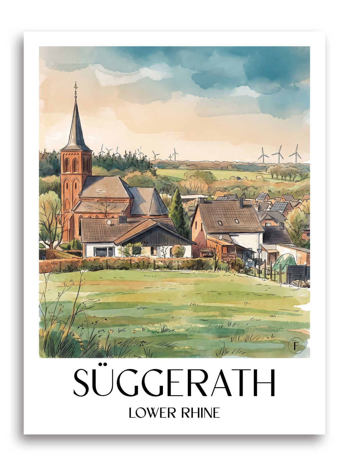 Süggerath Poster - Niederrhein - Deutschland Kunstdruck - Aquarell von A4 bis A1