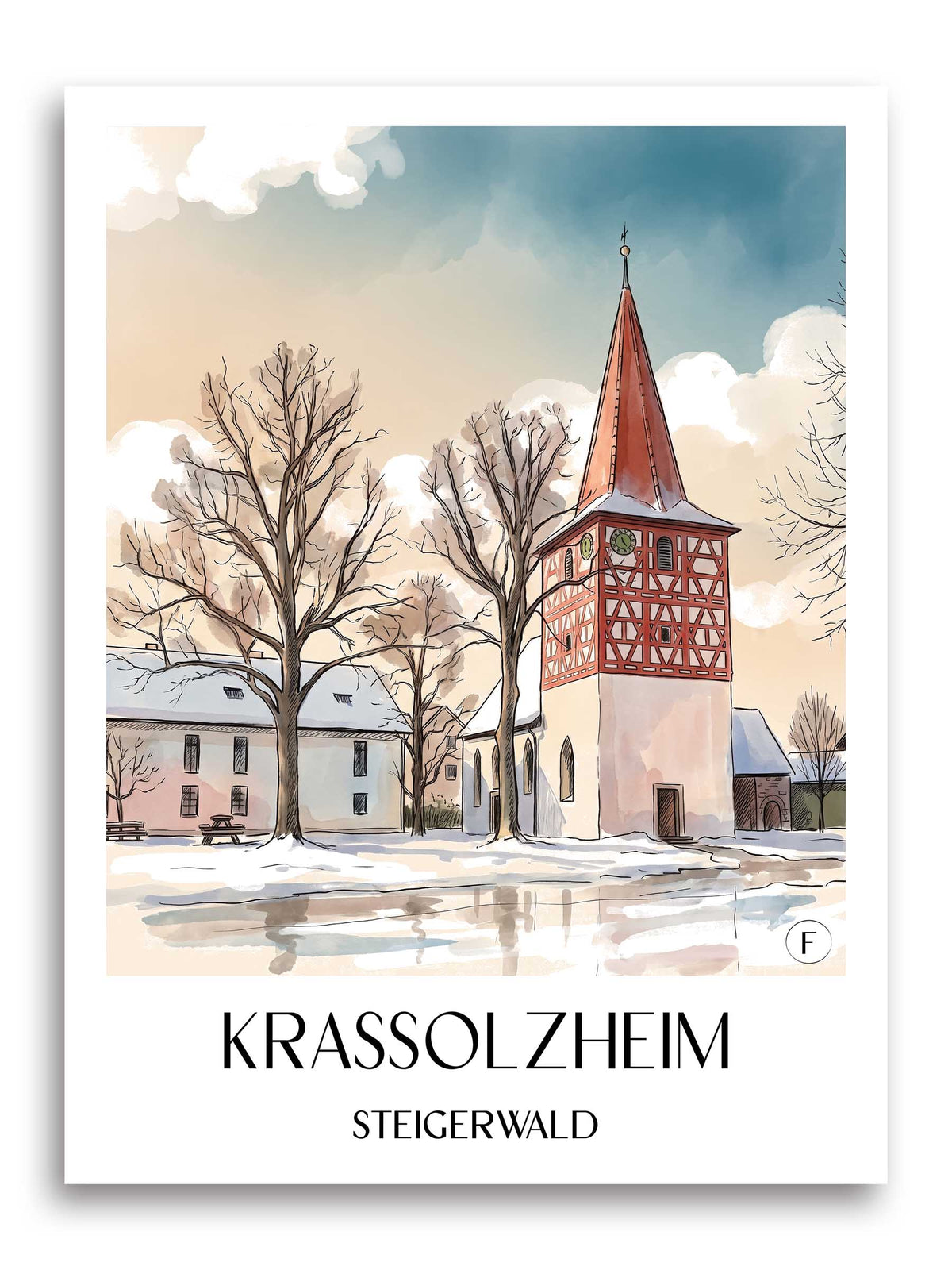 krassolzheim-steigerwald-deutschland-poster-aquarell