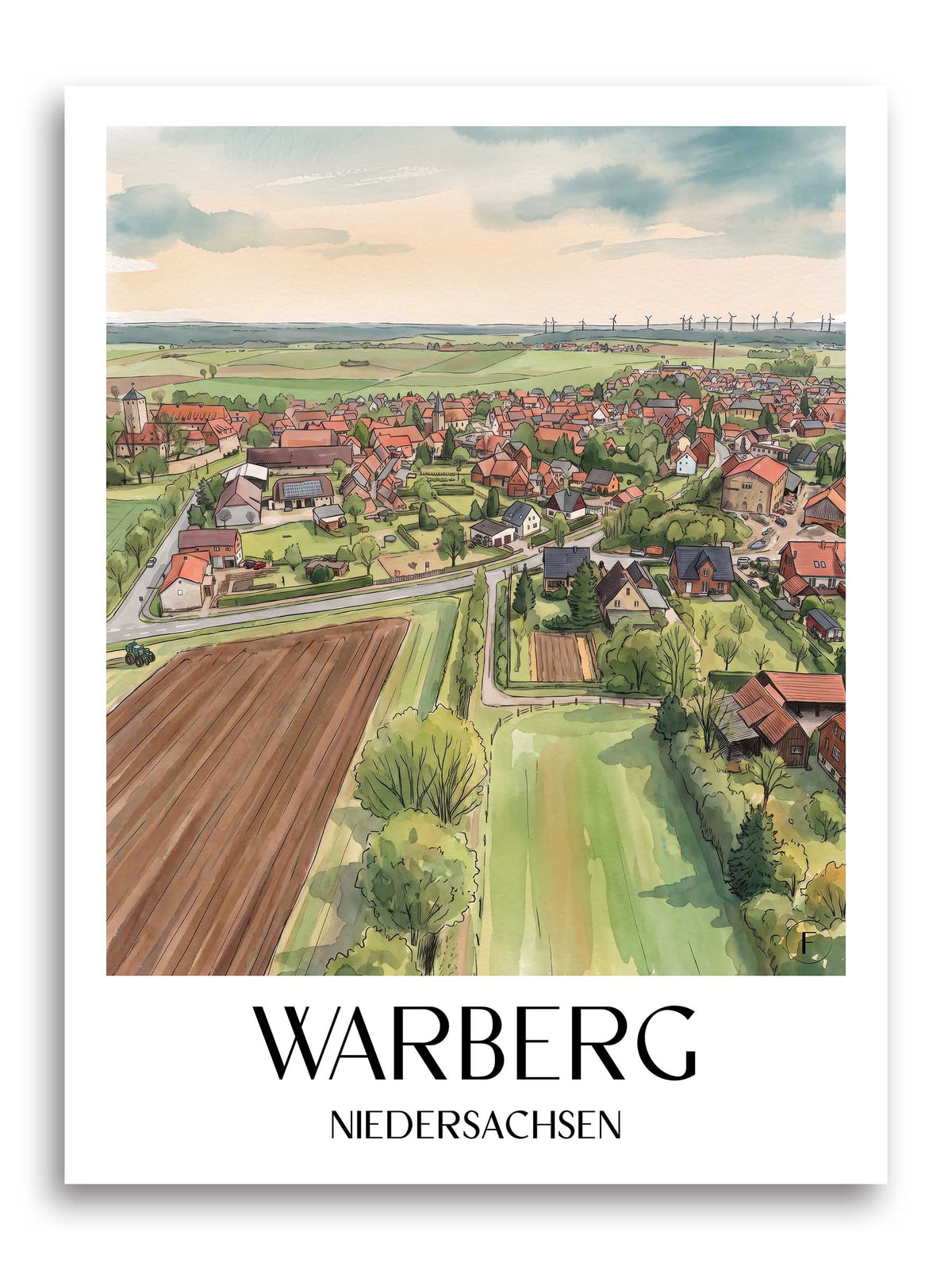 warberg-niedersachsen-deutschland-poster-aquarell