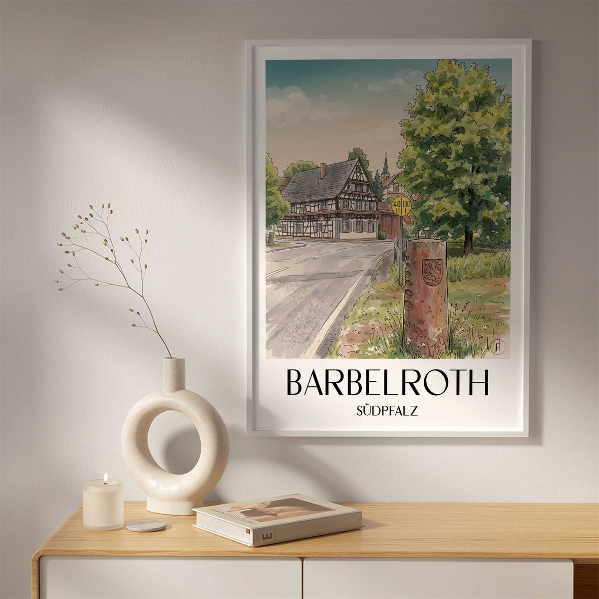 barbelroth-südpfalz-deutschland-poster-aquarell