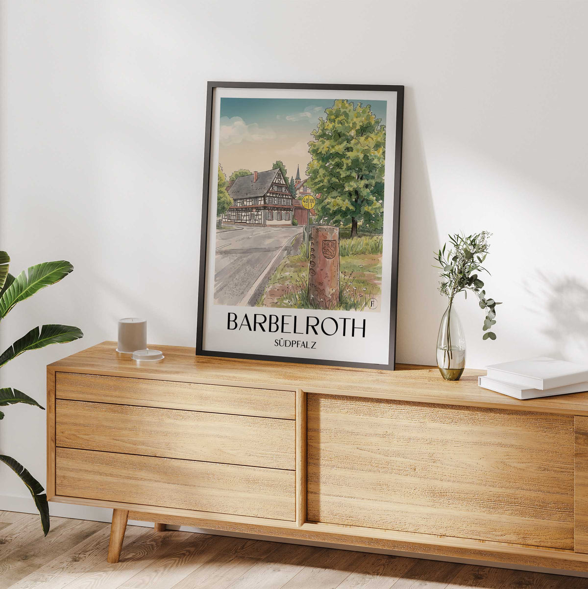 barbelroth-südpfalz-deutschland-poster-aquarell