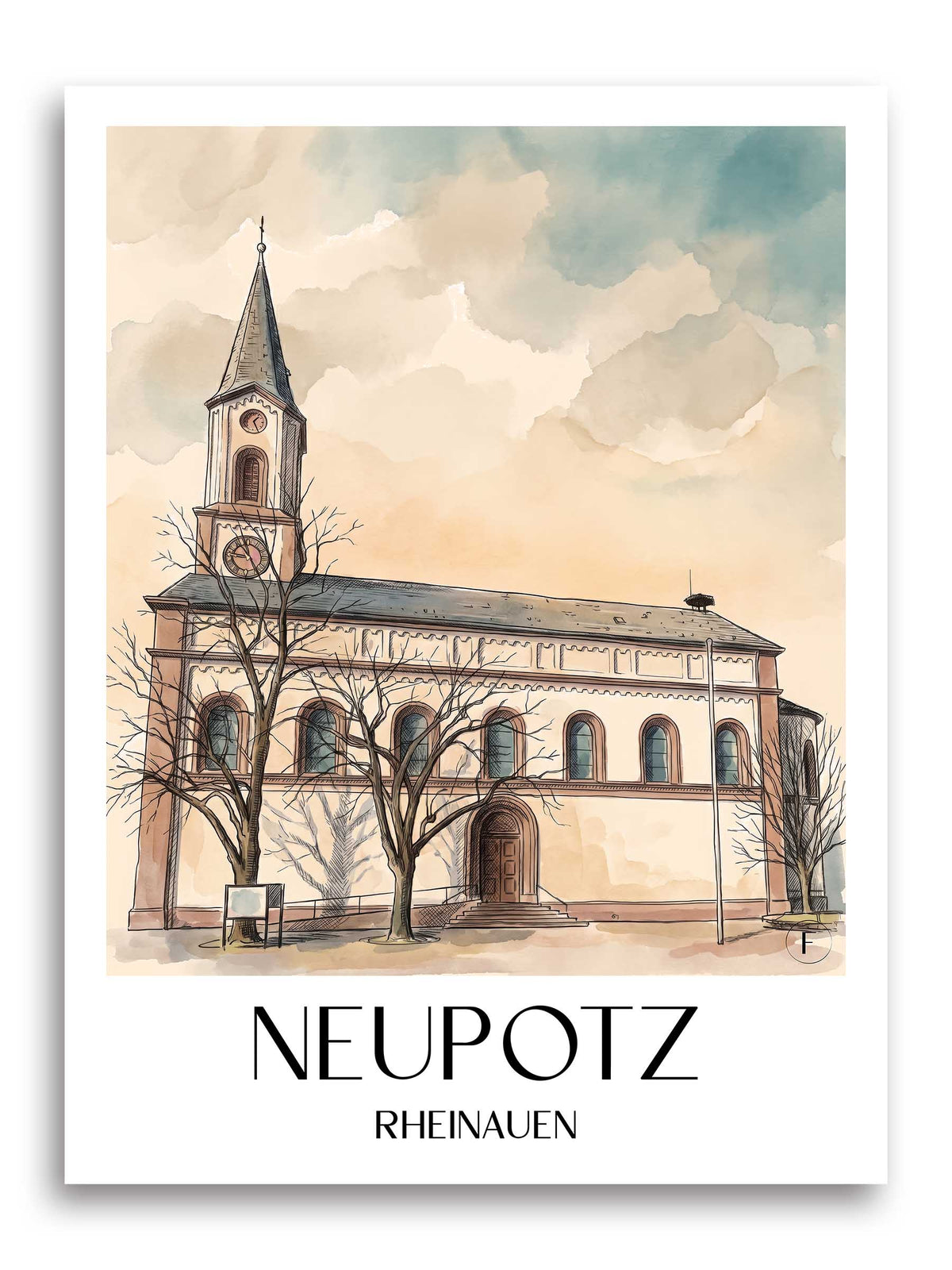 neupotz-rheinauen-deutschland-poster-aquarell