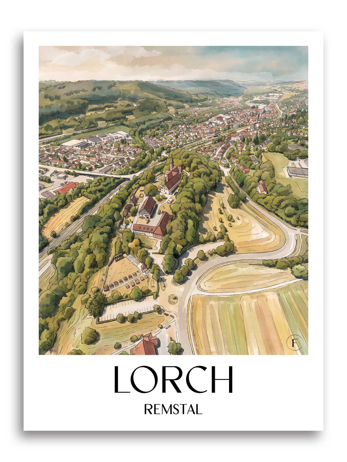lorch-remstal-deutschland-poster-aquarell