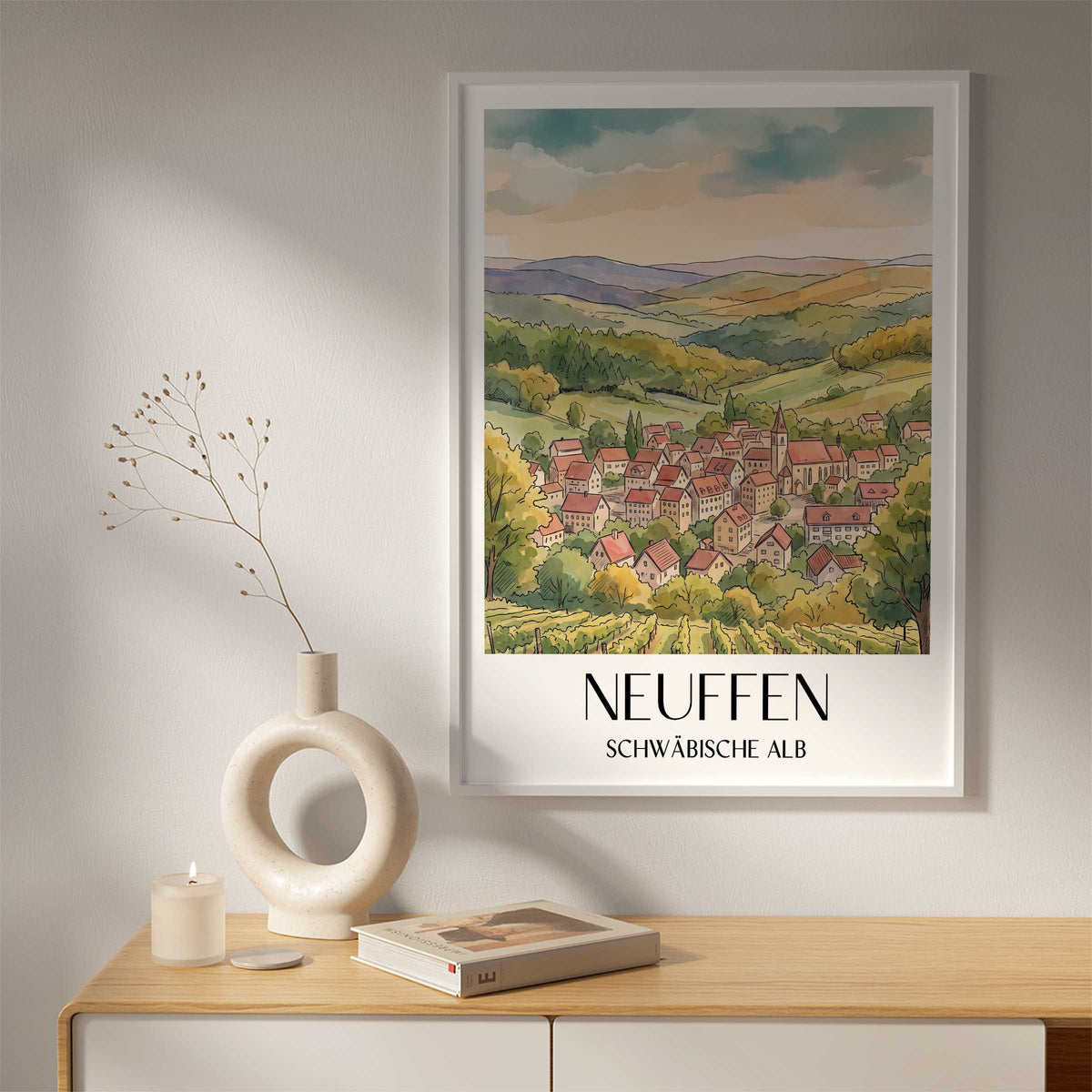 neuffen-schwäbische-alb-deutschland-poster-aquarell