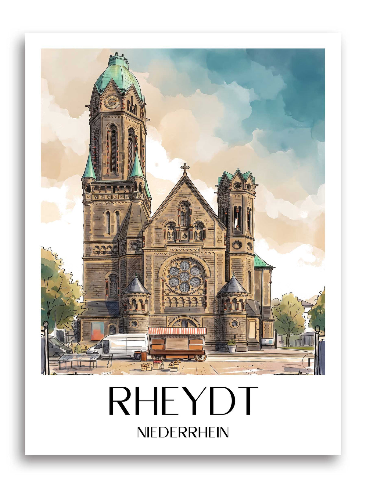 rheydt-niederrhein-deutschland-poster-aquarell