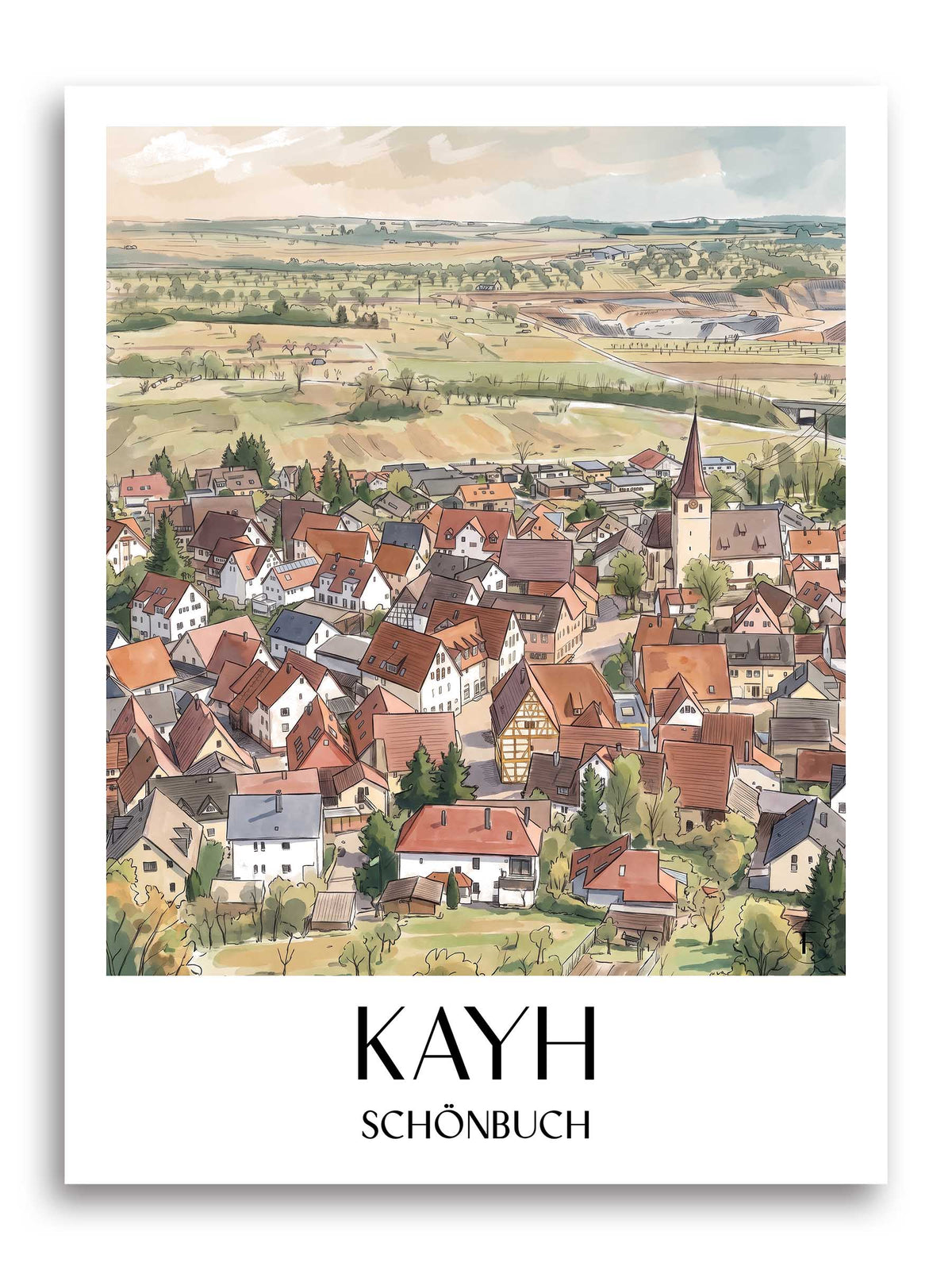 Kayh Poster - Schönbuch - Deutschland Kunstdruck - Aquarell von A4 bis A1