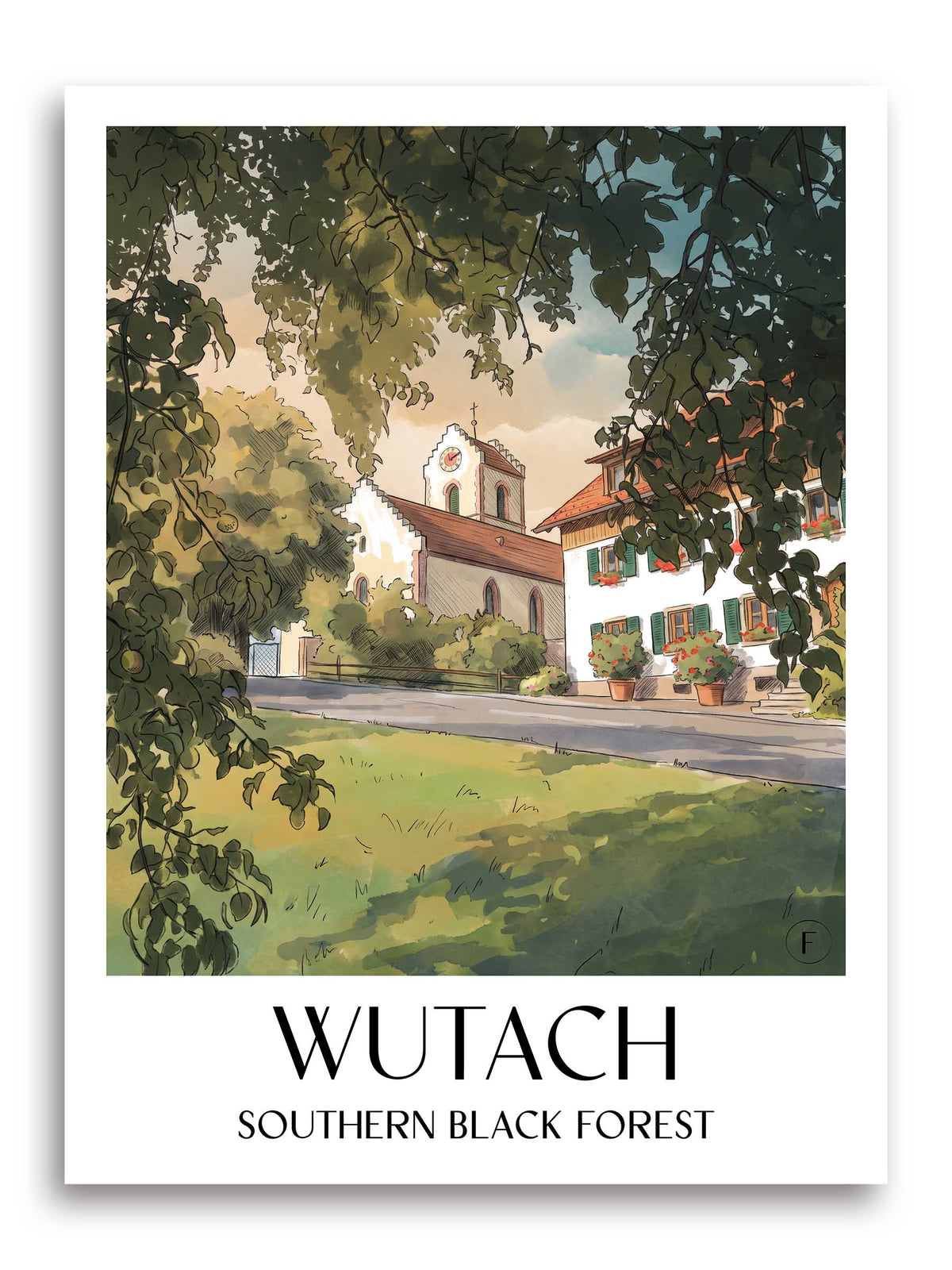 Wutach Poster - Südschwarzwald - Deutschland Kunstdruck - Aquarell von A4 bis A1