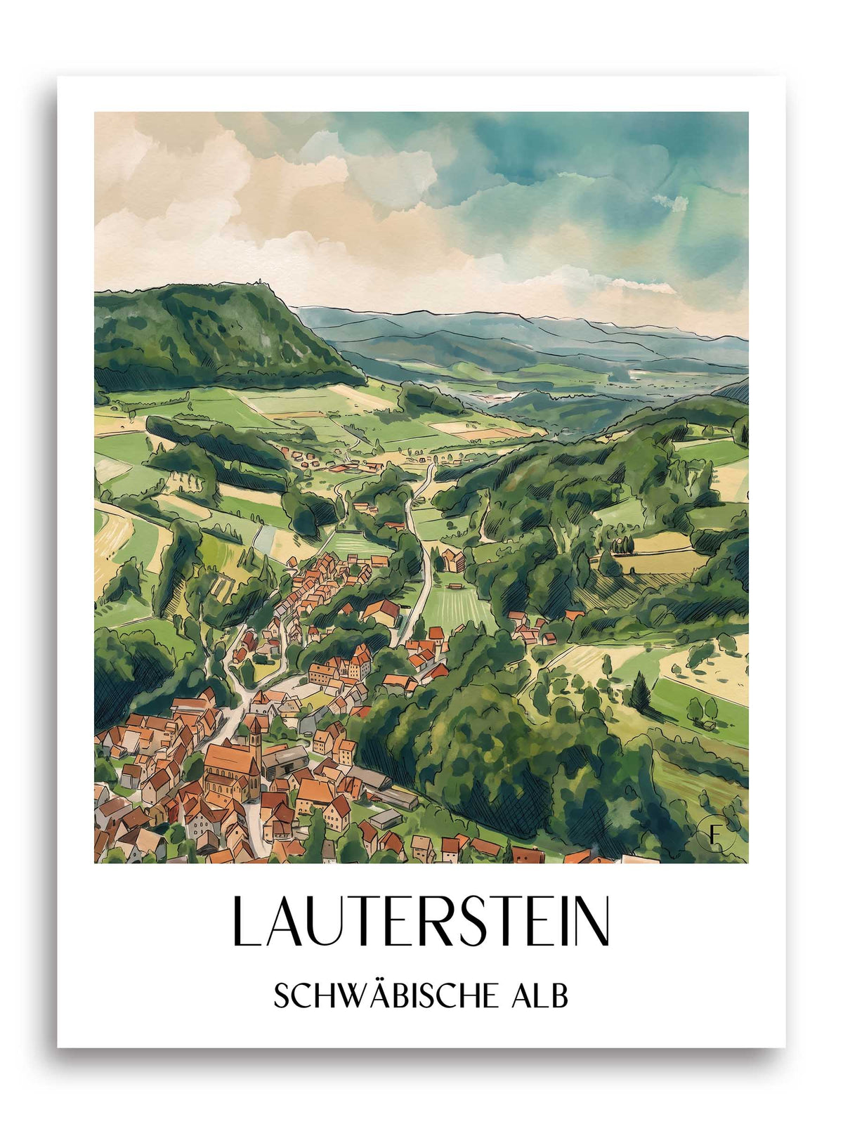 lauterstein-schwäbische-alb-deutschland-poster-aquarell