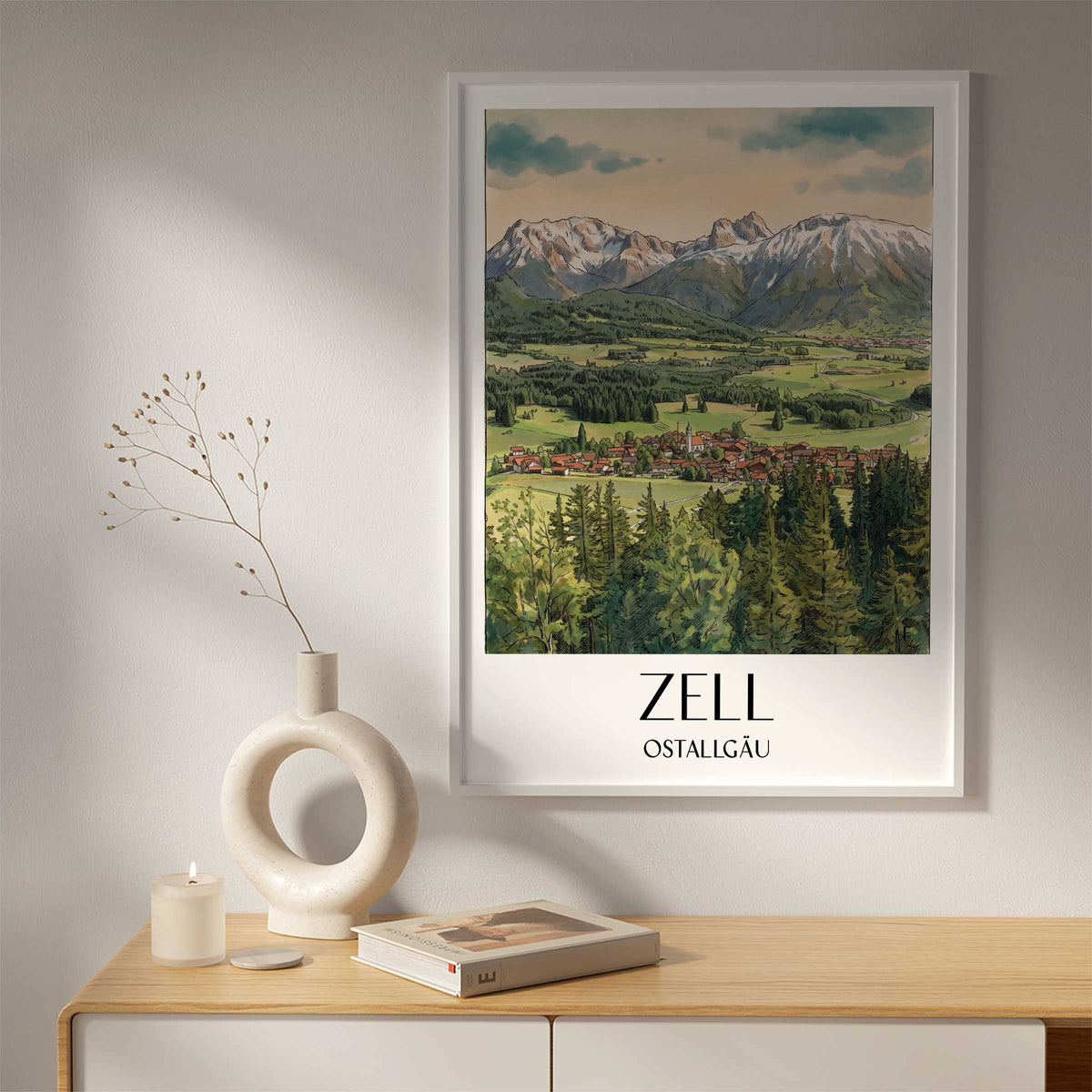 zell-ostallgäu-deutschland-poster-aquarell