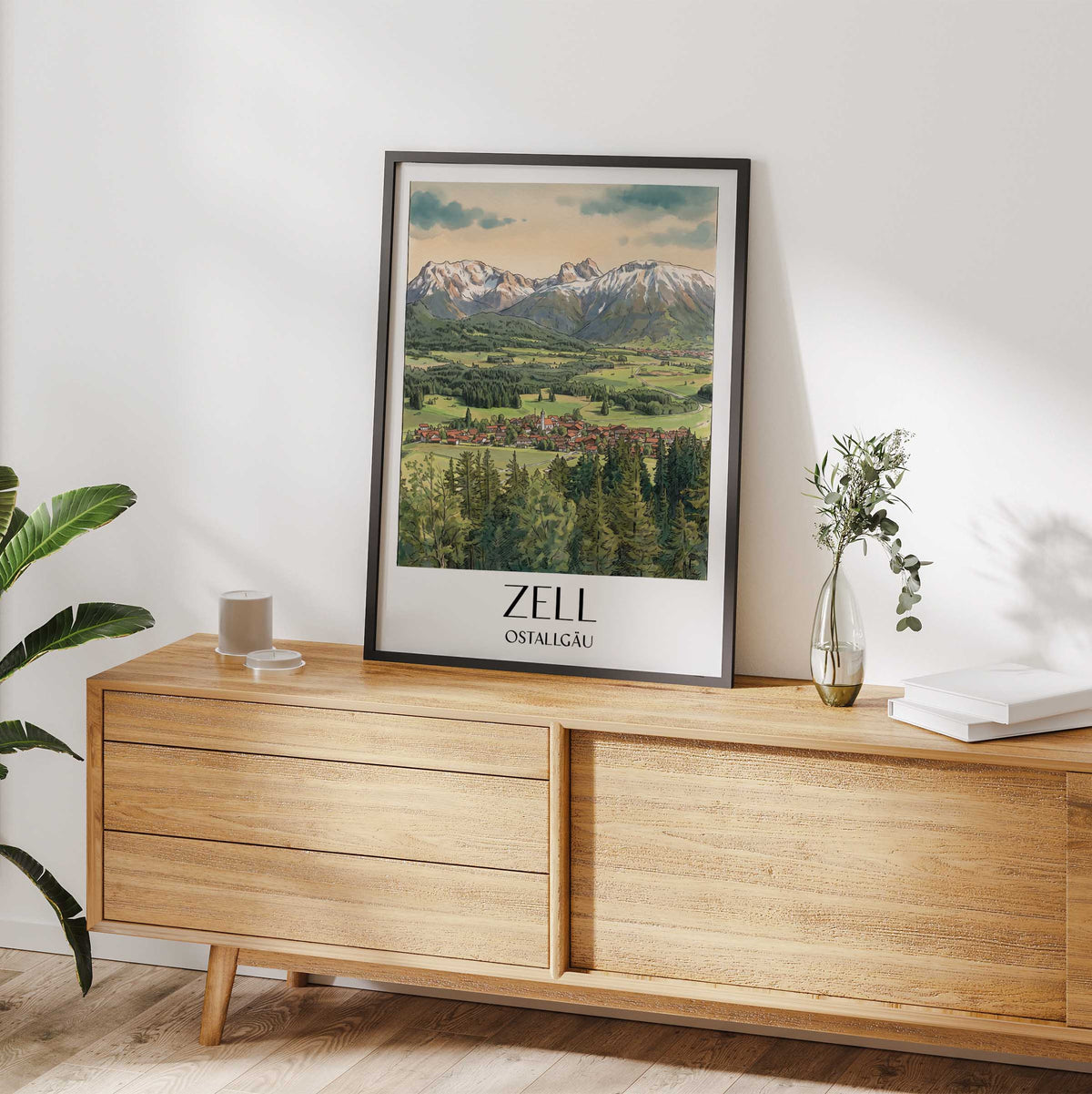 zell-ostallgäu-deutschland-poster-aquarell