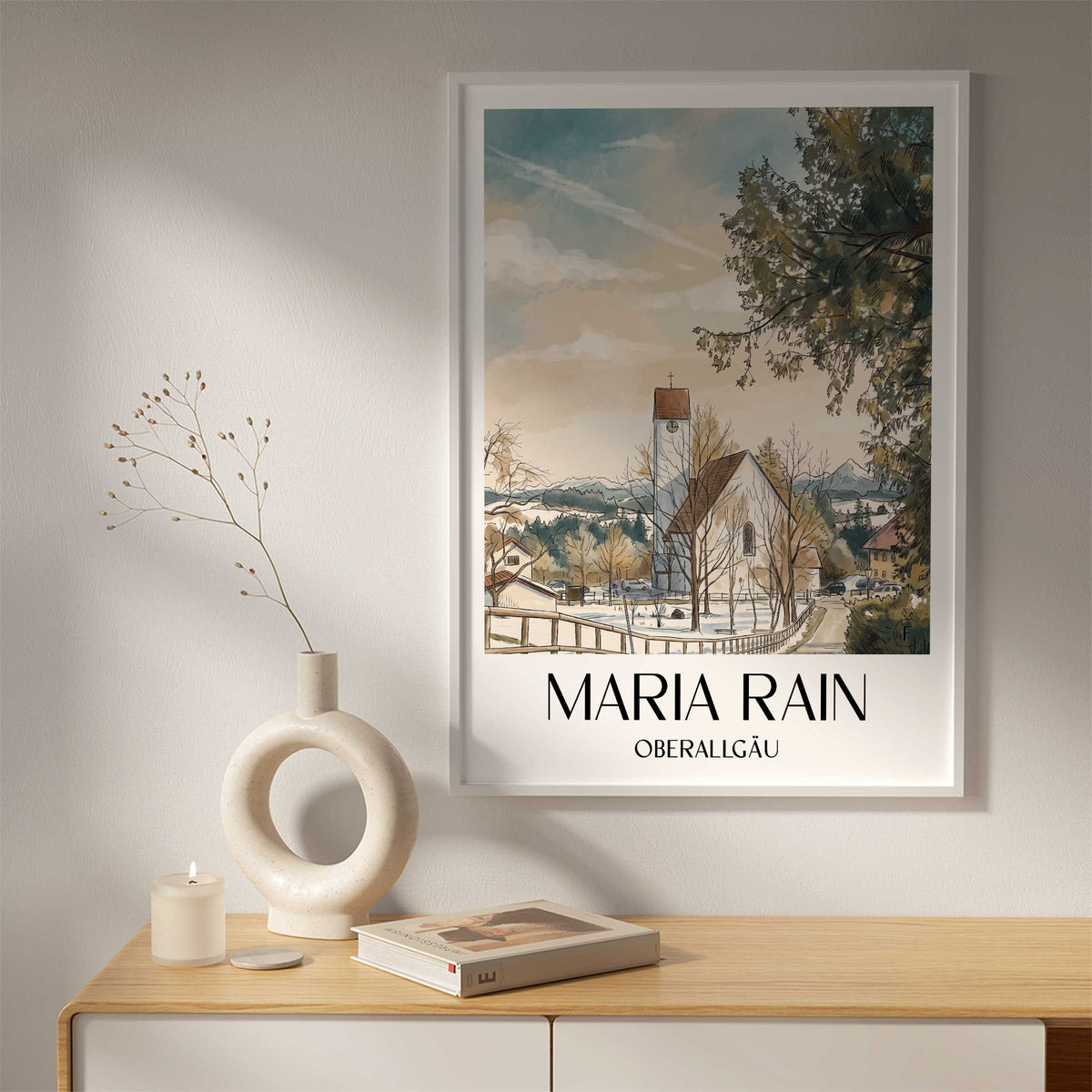 maria-rain-oberallgäu-deutschland-poster-aquarell