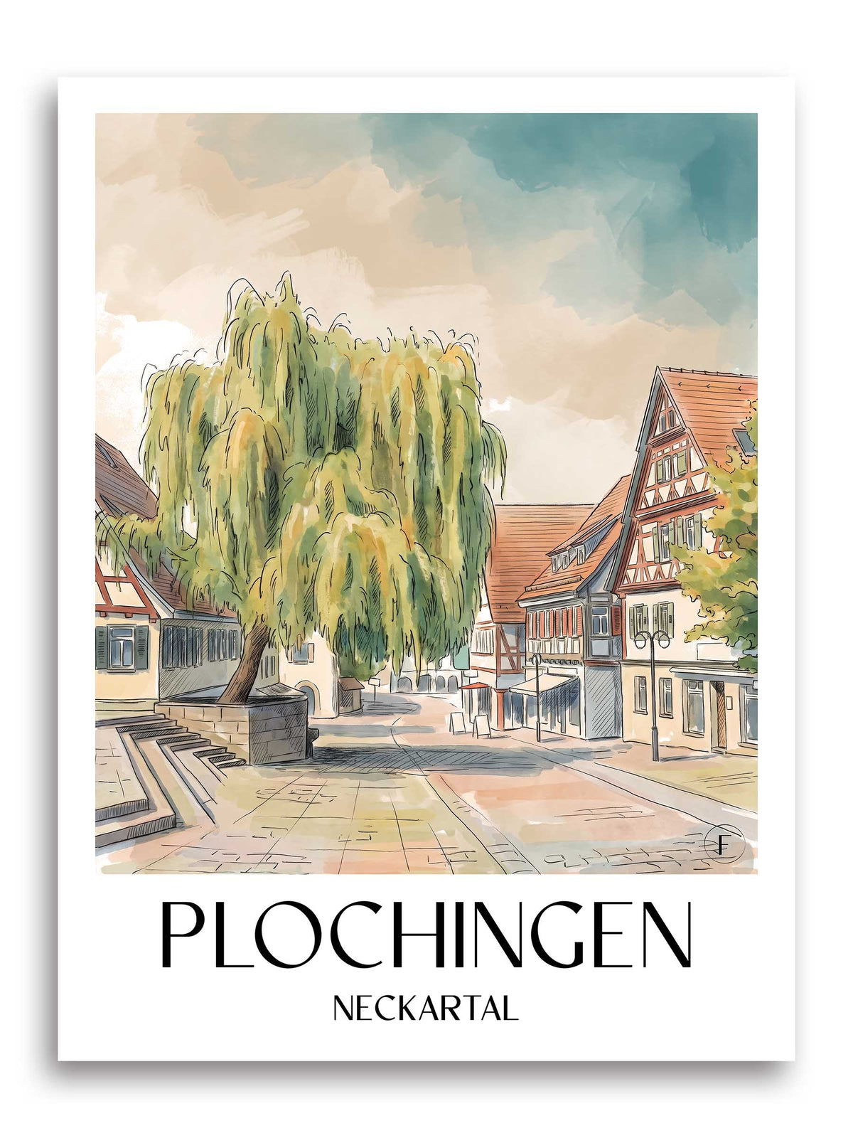 plochingen-neckartal-deutschland-poster-aquarell