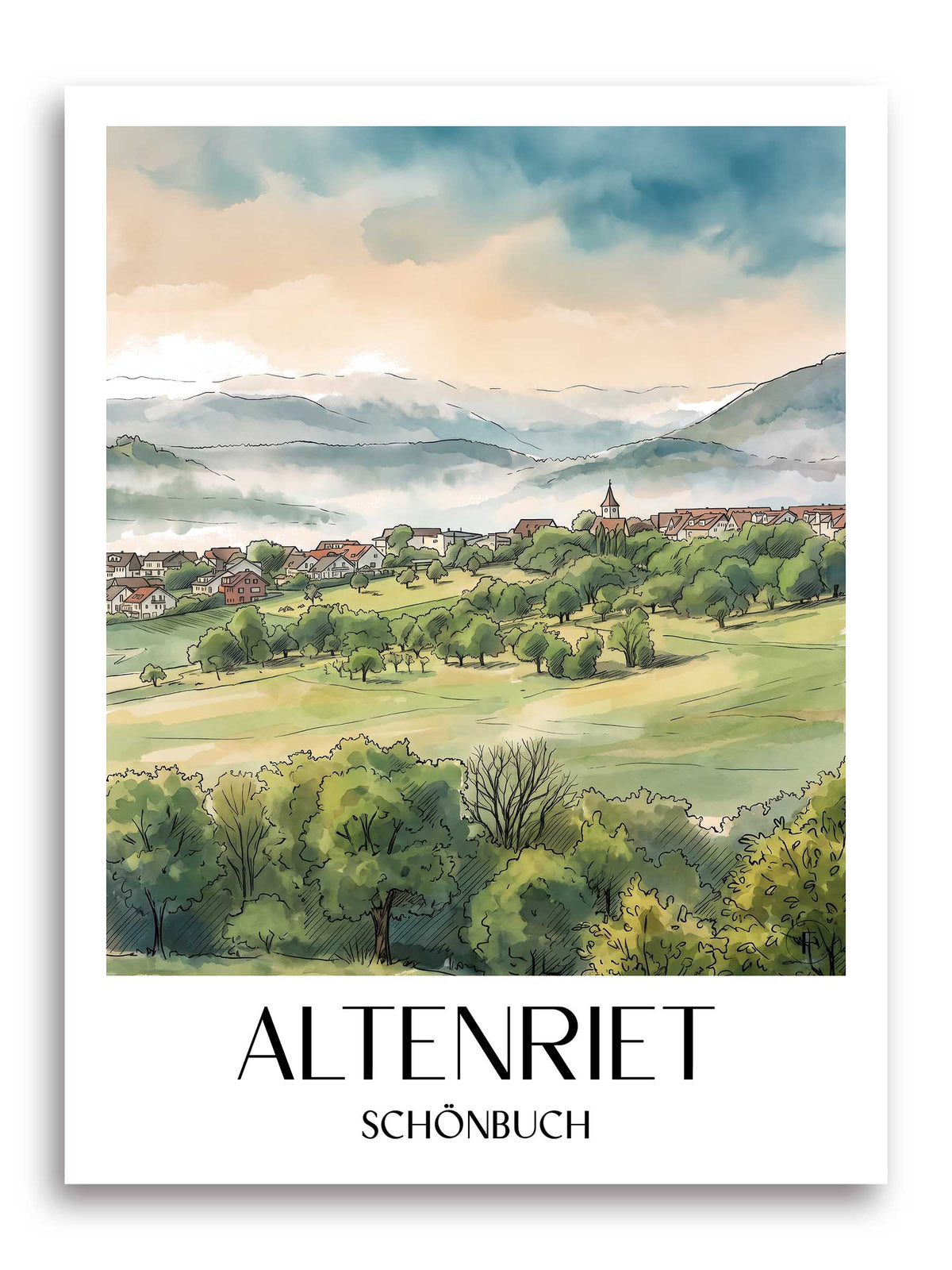 altenriet-schönbuch-deutschland-poster-aquarell