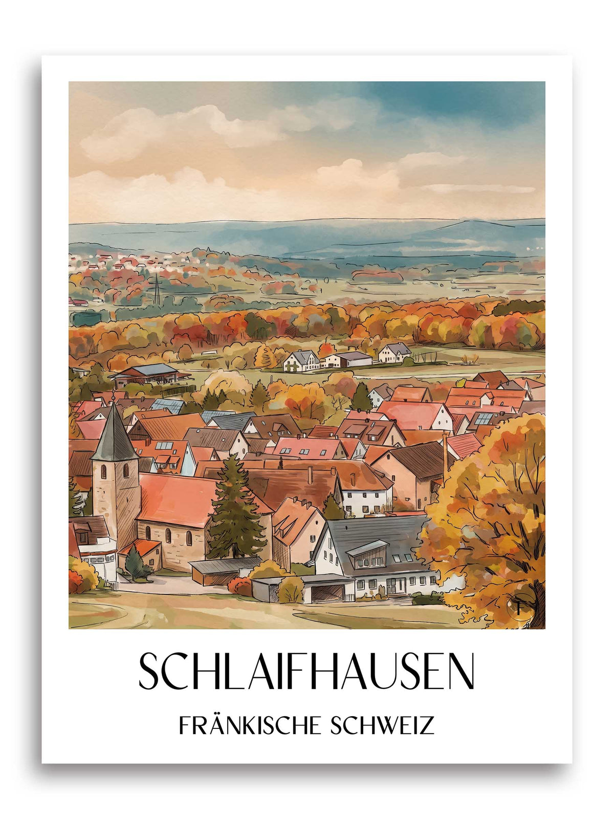 schlaifhausen-fränkische-schweiz-deutschland-poster-aquarell
