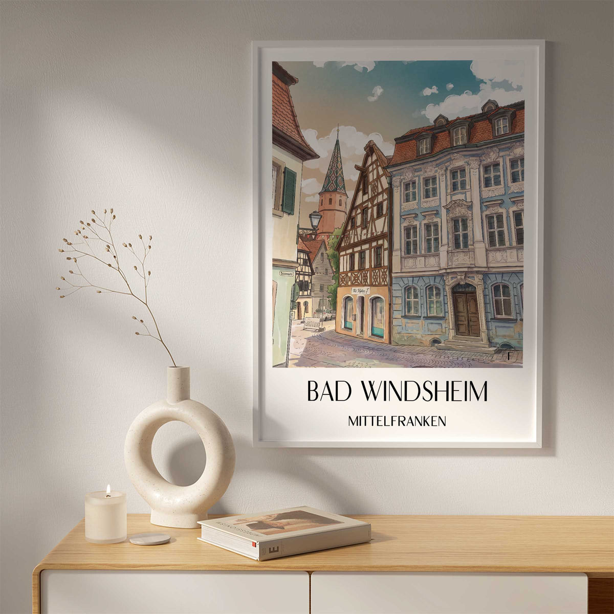 bad-windsheim-mittelfranken-deutschland-poster-aquarell