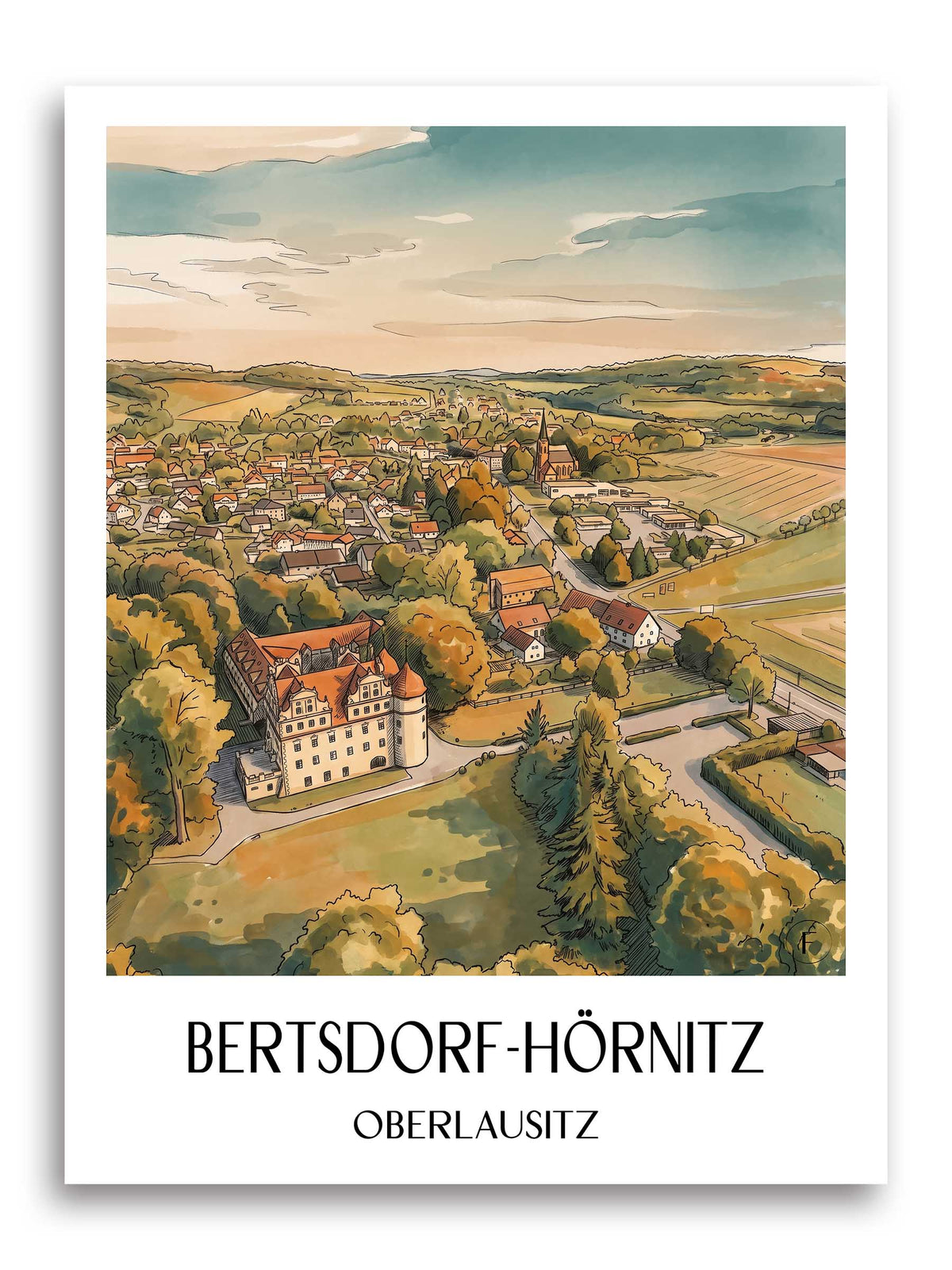 bertsdorf-hörnitz-oberlausitz-deutschland-poster-aquarell