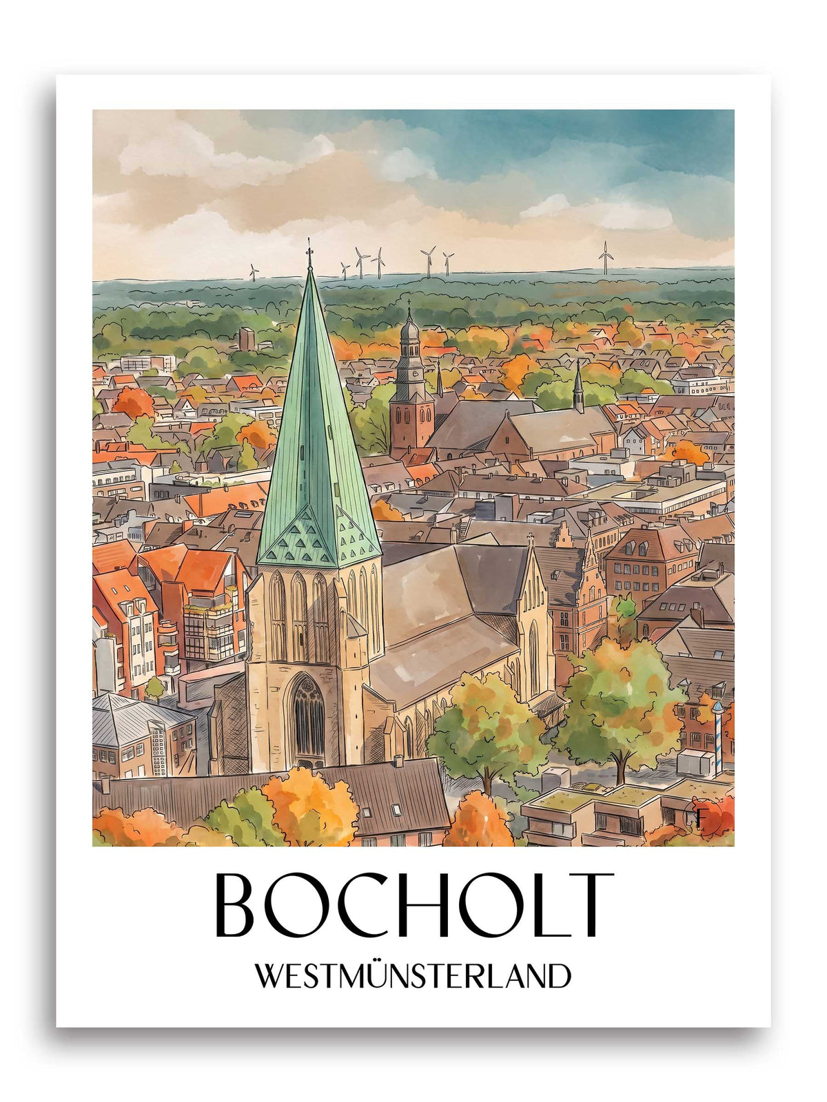 bocholt-westmünsterland-deutschland-poster-aquarell