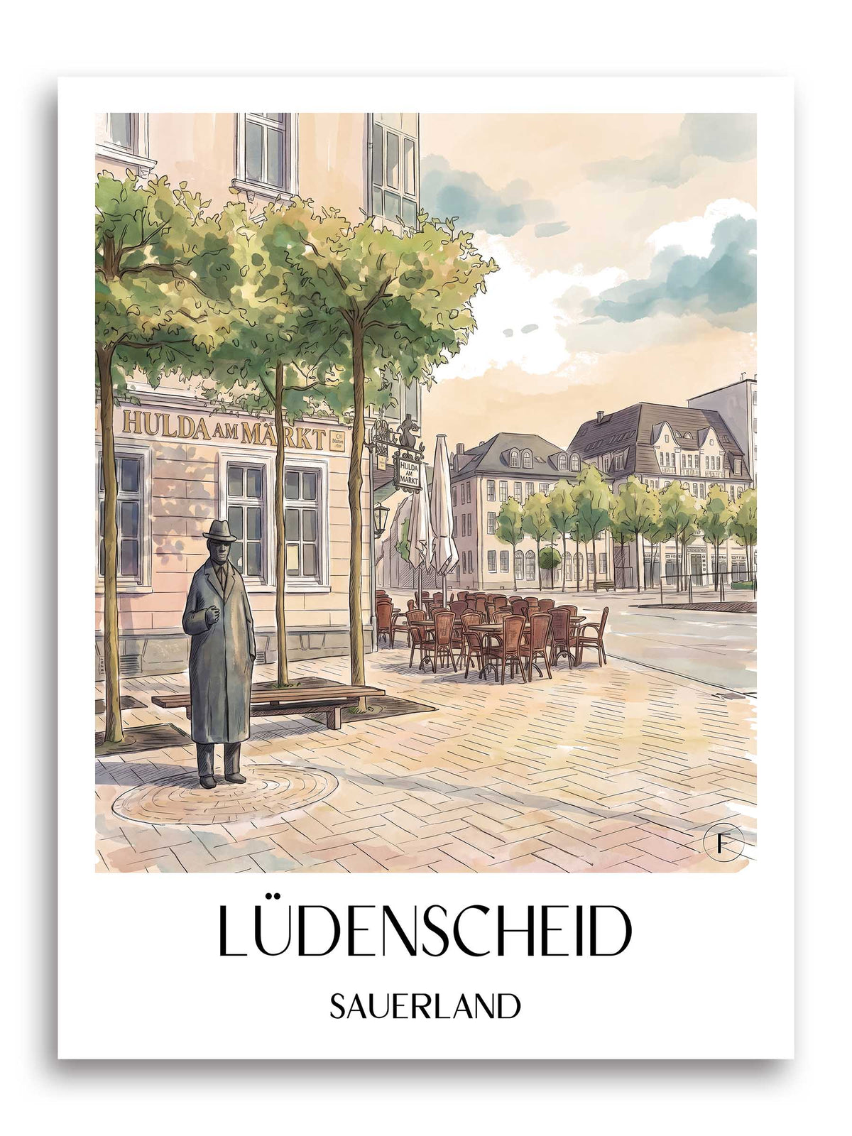 Lüdenscheid Poster - Sauerland - Deutschland Kunstdruck - Aquarell von A4 bis A1