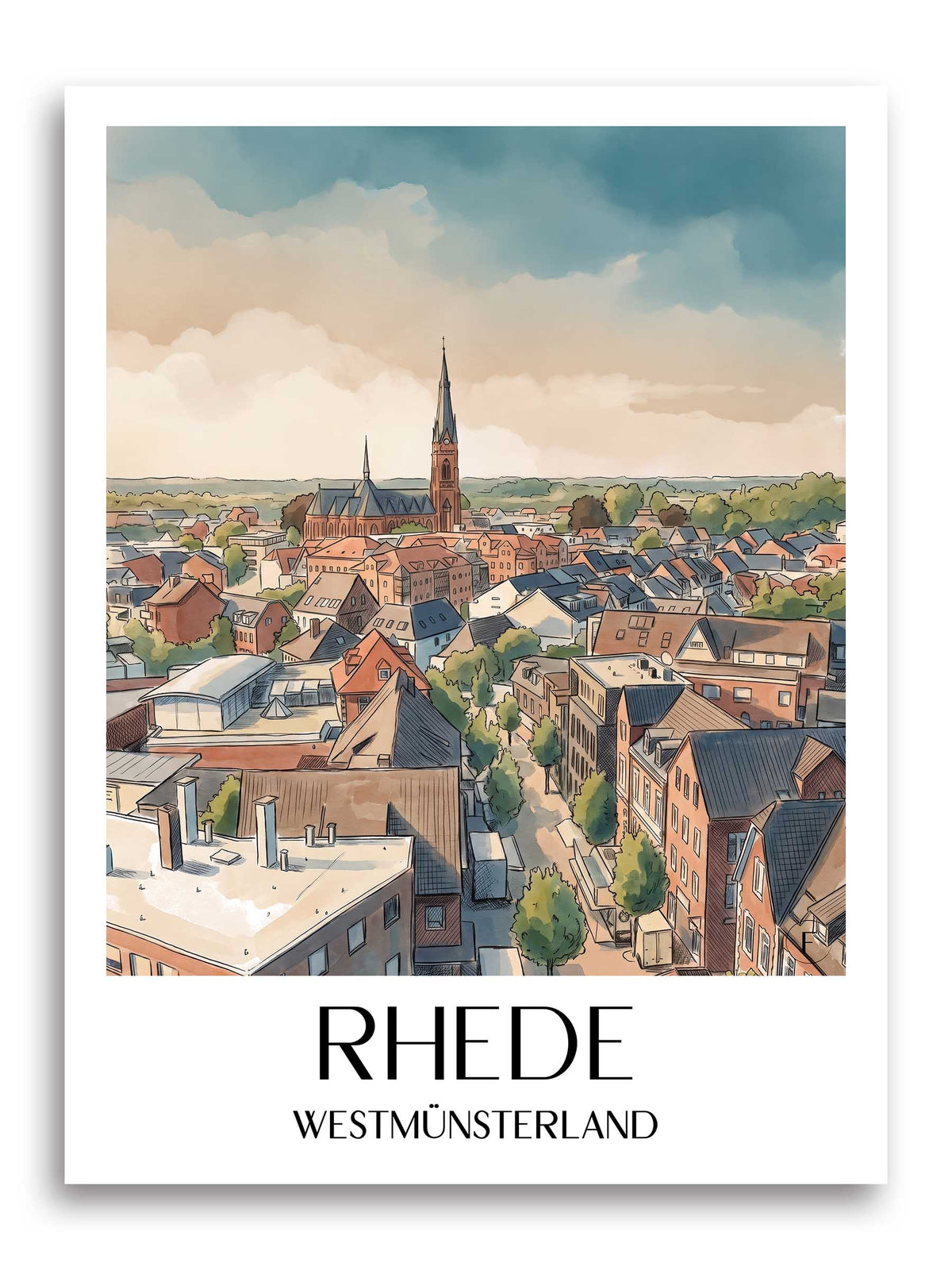 rhede-westmünsterland-deutschland-poster-aquarell