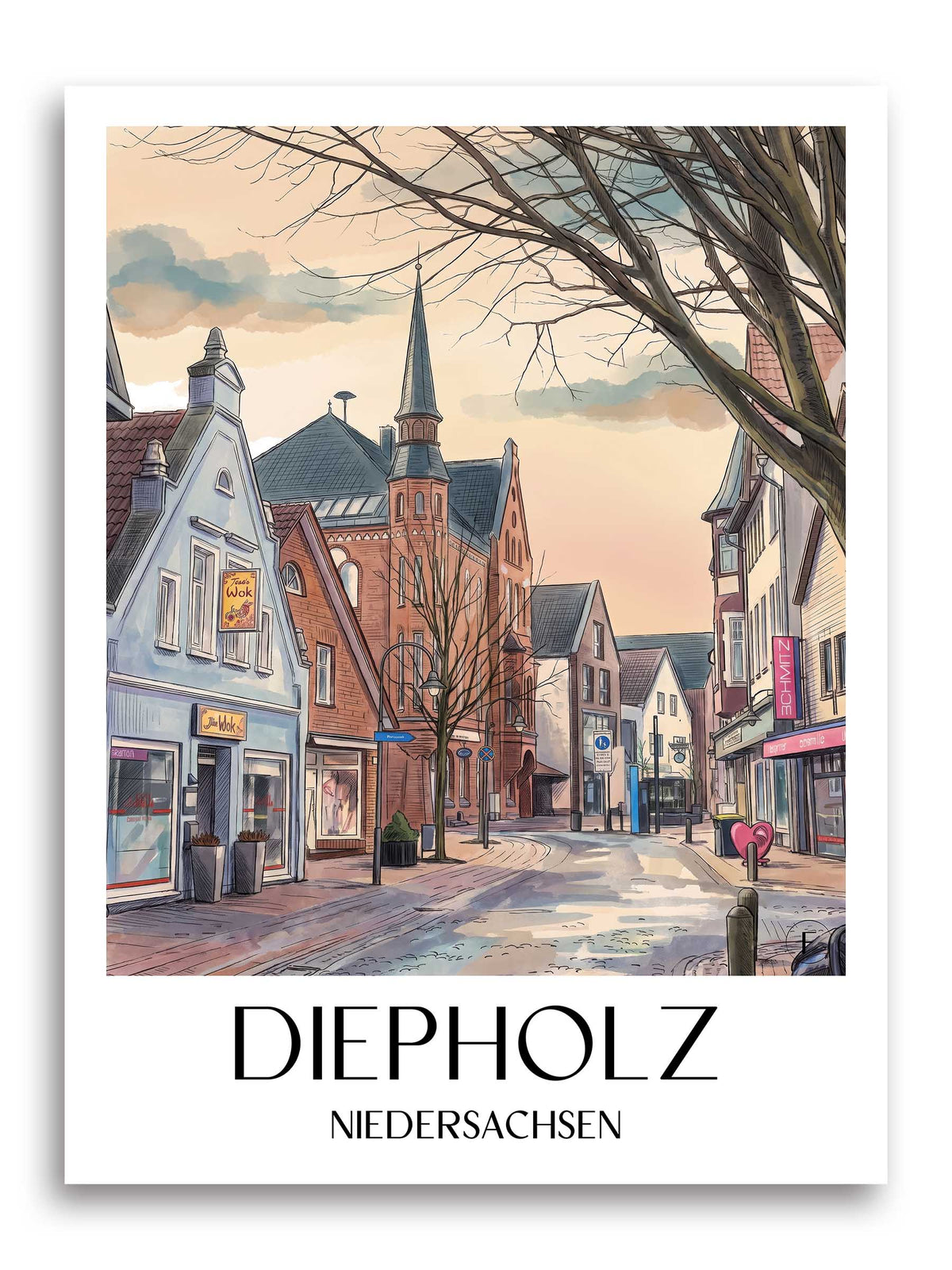 diepholz-niedersachsen-deutschland-poster-aquarell