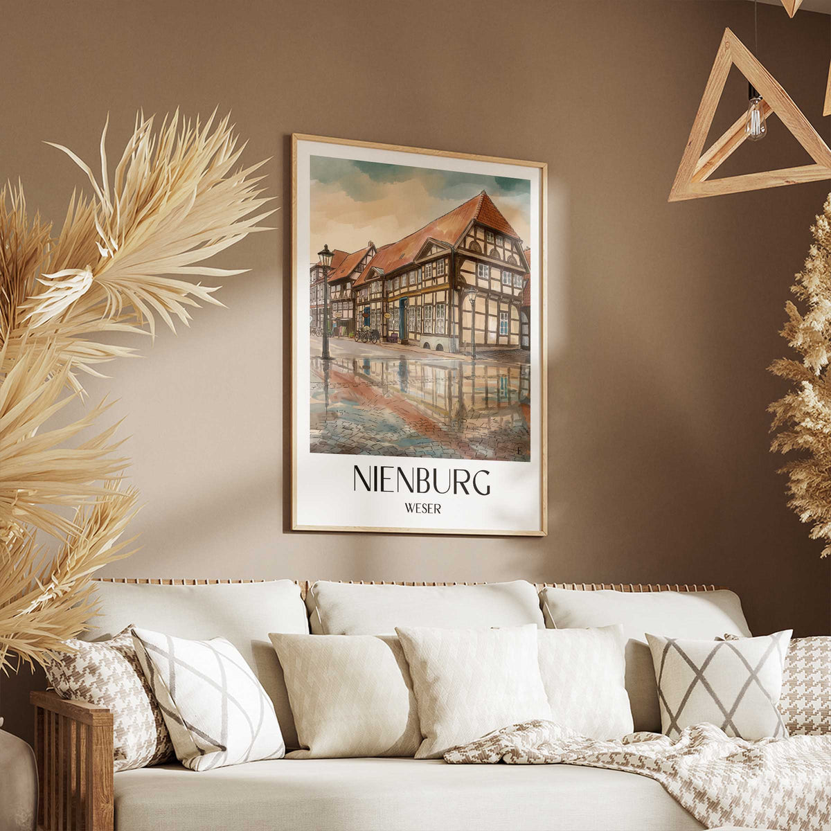 nienburg-weser-deutschland-poster-aquarell
