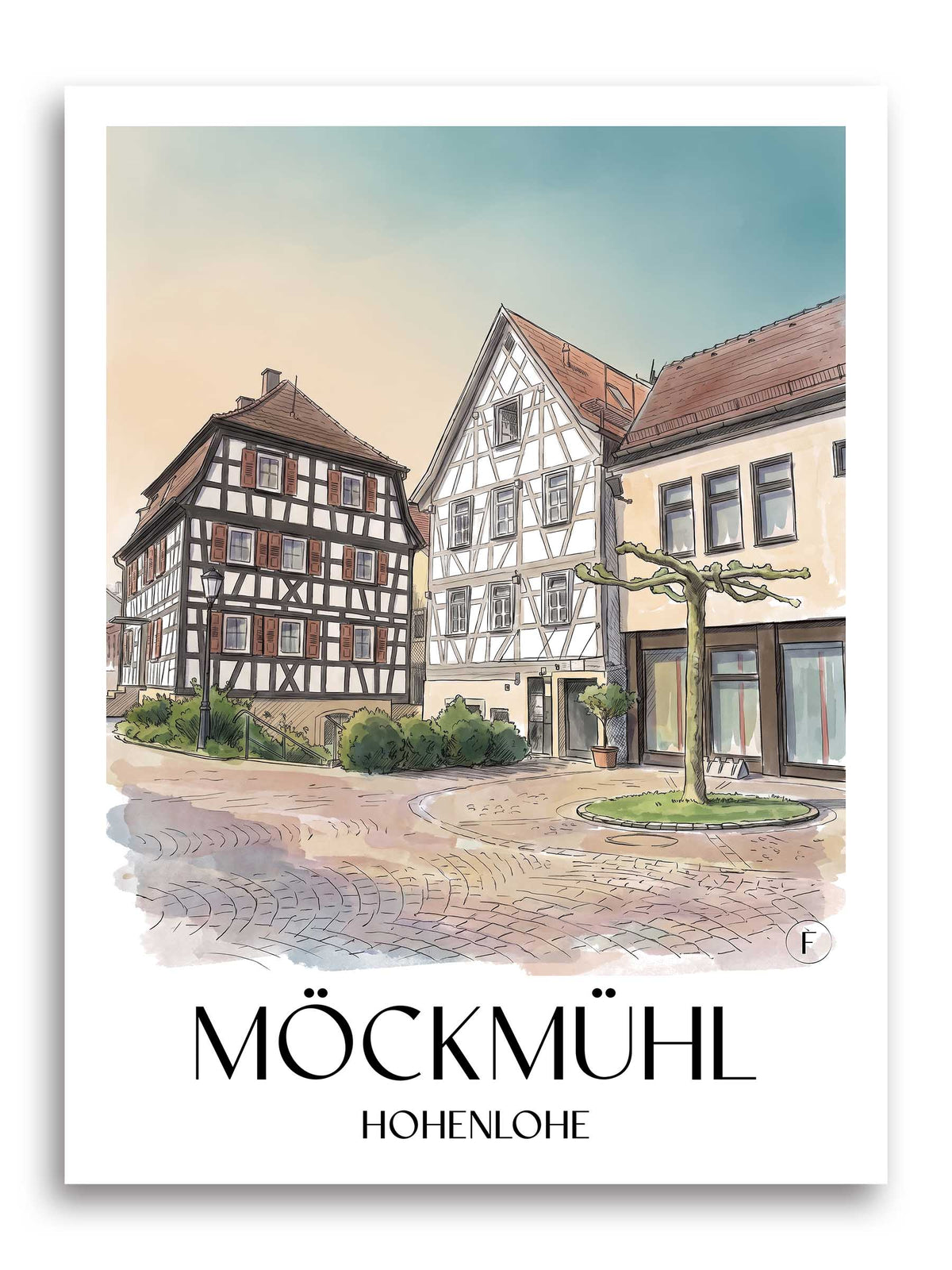 möckmühl-hohenlohe-deutschland-poster-aquarell