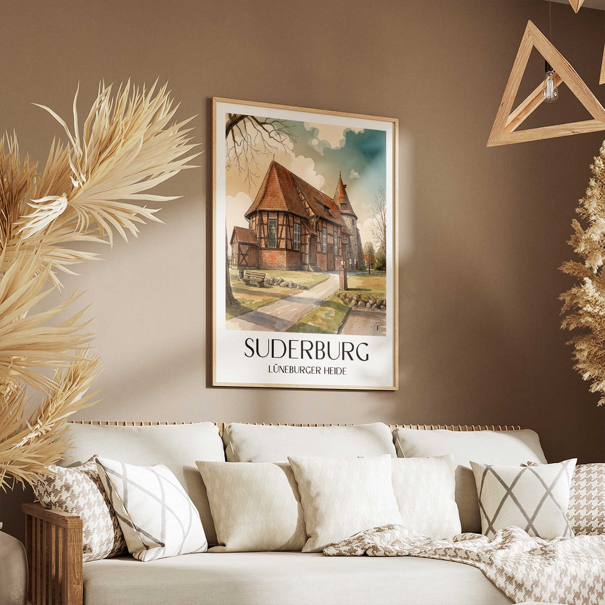 suderburg-lüneburger-heide-deutschland-poster-aquarell