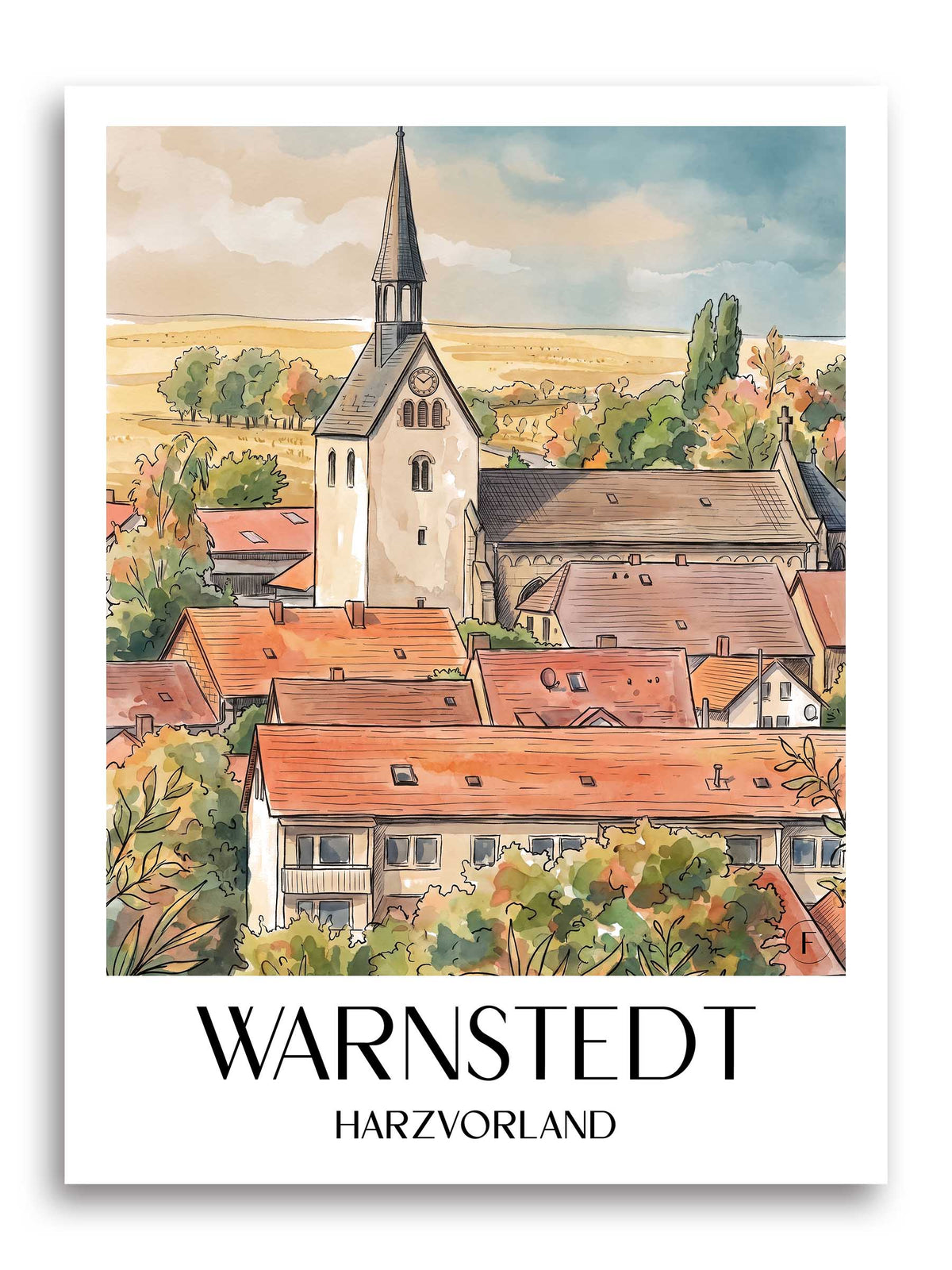 warnstedt-harzvorland-deutschland-poster-aquarell