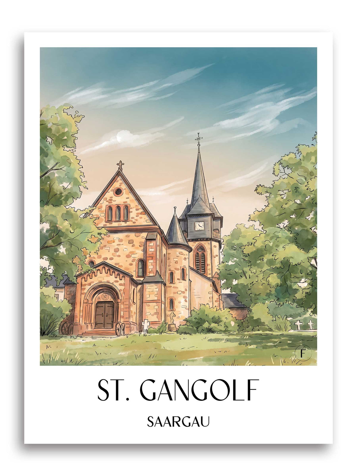 st.-gangolf-saargau-deutschland-poster-aquarell