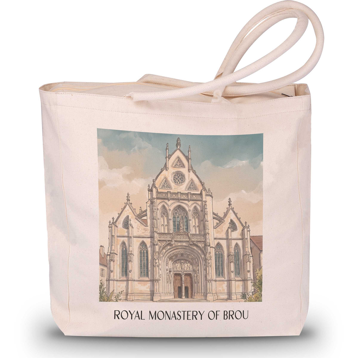 Monastère Royal de Brou Shopping Tasche - Bourg-en-Bresse - Frankreich Tote Bag - Einkaufstasche im Aquarell Stil