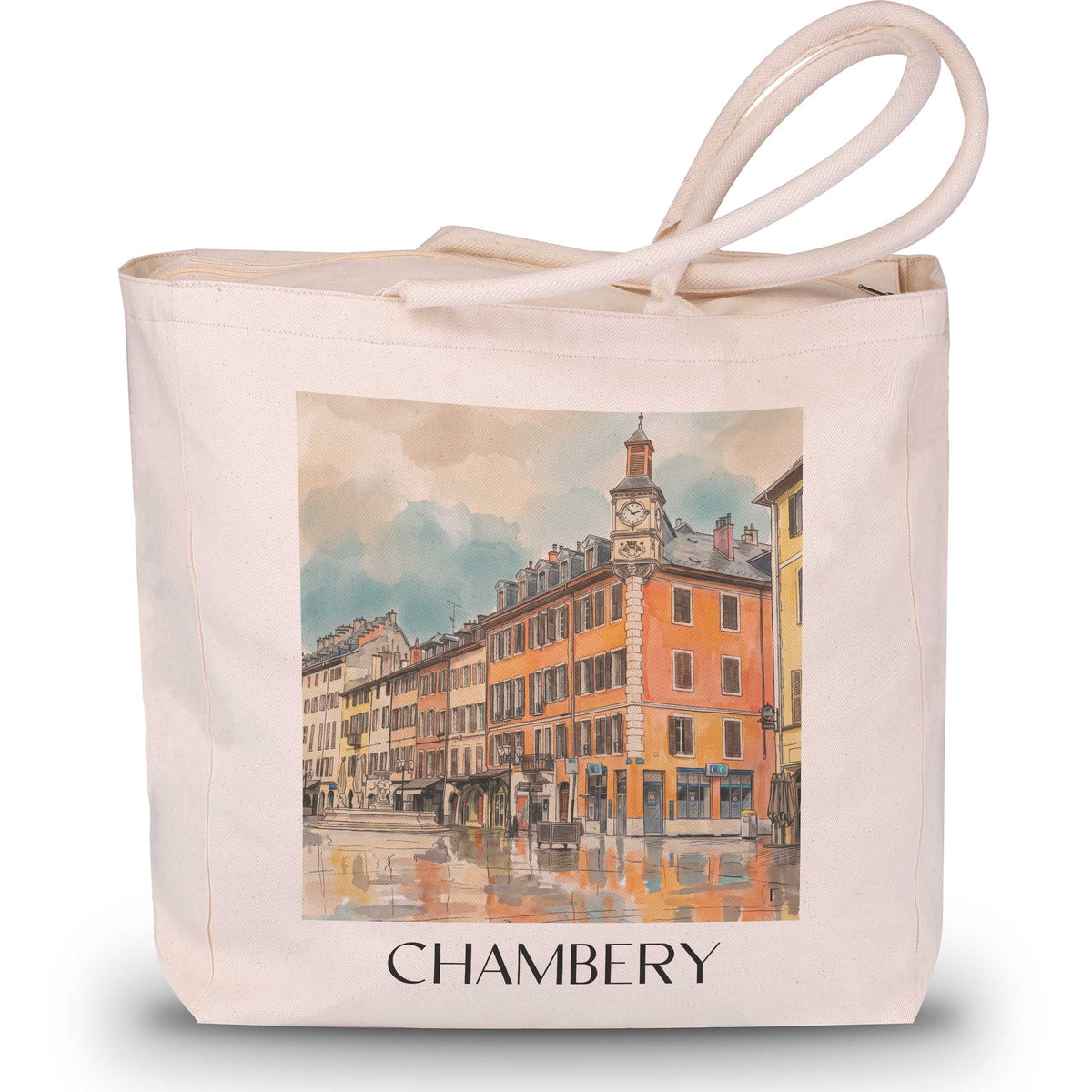 Chambéry Shopping Tasche - Savoie - Frankreich Tote Bag - Einkaufstasche im Aquarell Stil
