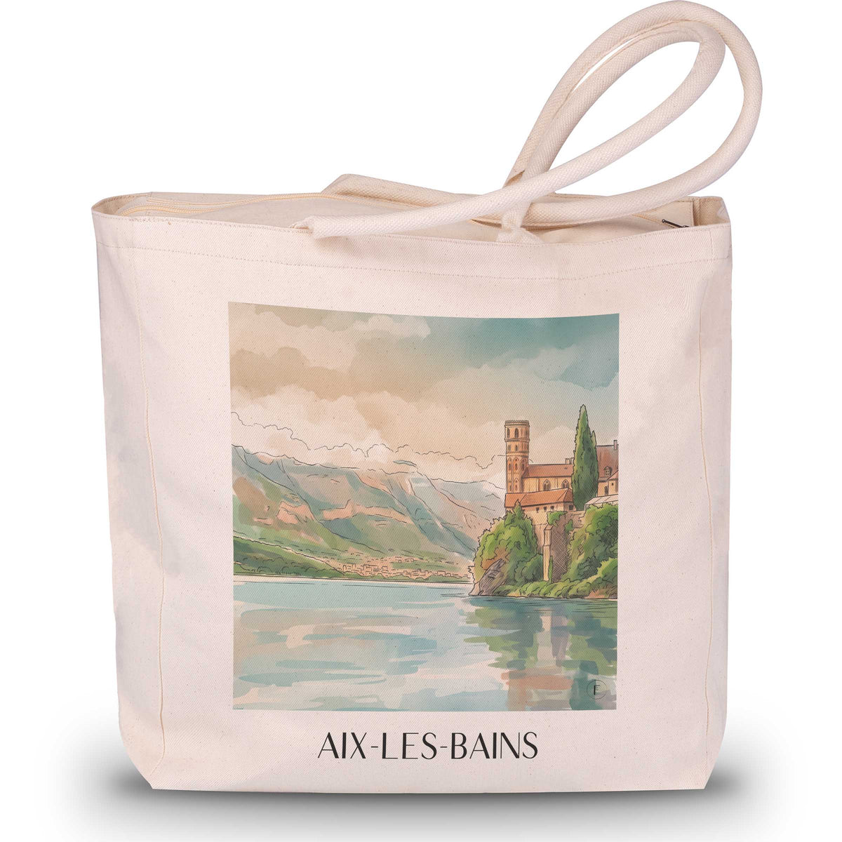 aix-les-bains-savoie-frankreich-einkaufstasche-aquarell