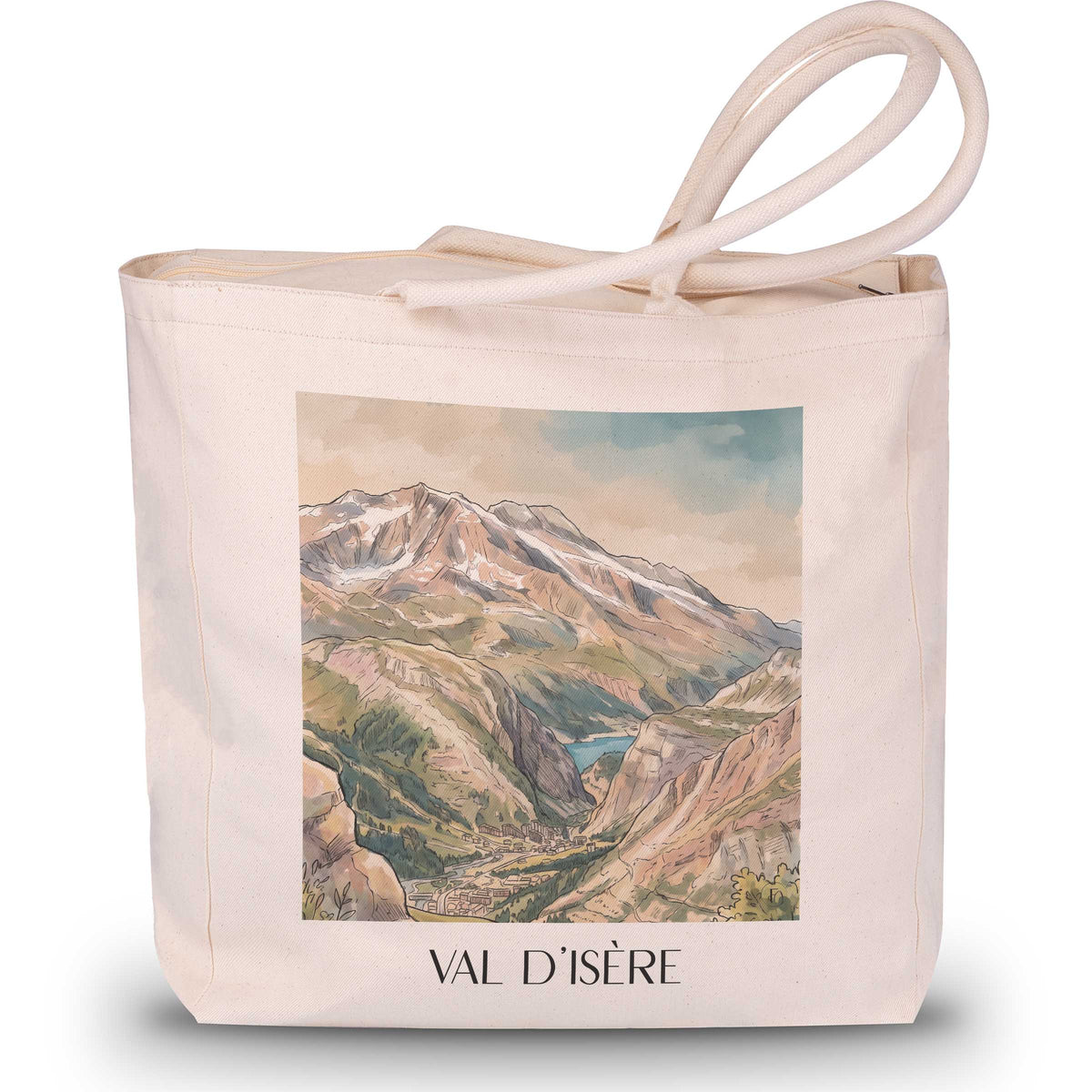 Val d'Isère Shopping Tasche - Tarentaise - Frankreich Tote Bag - Einkaufstasche im Aquarell Stil