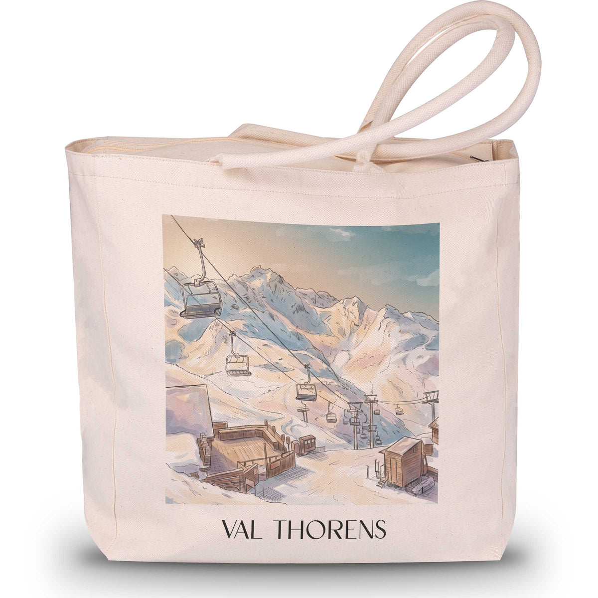 Val Thorens Shopping Tasche - Tarentaise - Frankreich Tote Bag - Einkaufstasche im Aquarell Stil
