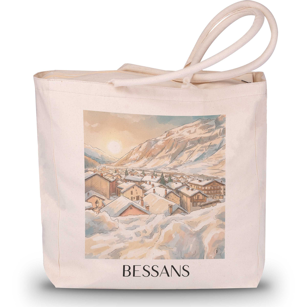Bessans Shopping Tasche - Haute-Maurienne - Frankreich Tote Bag - Einkaufstasche im Aquarell Stil