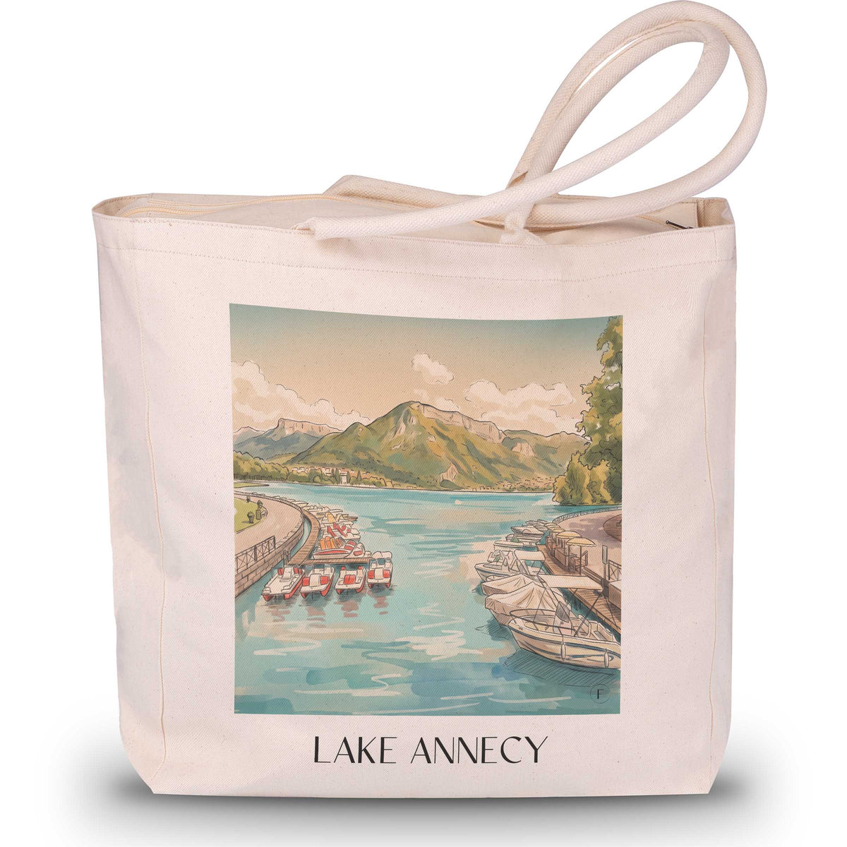 Lac d'Annecy Shopping Tasche - Haute-Savoie - Frankreich Tote Bag - Einkaufstasche im Aquarell Stil