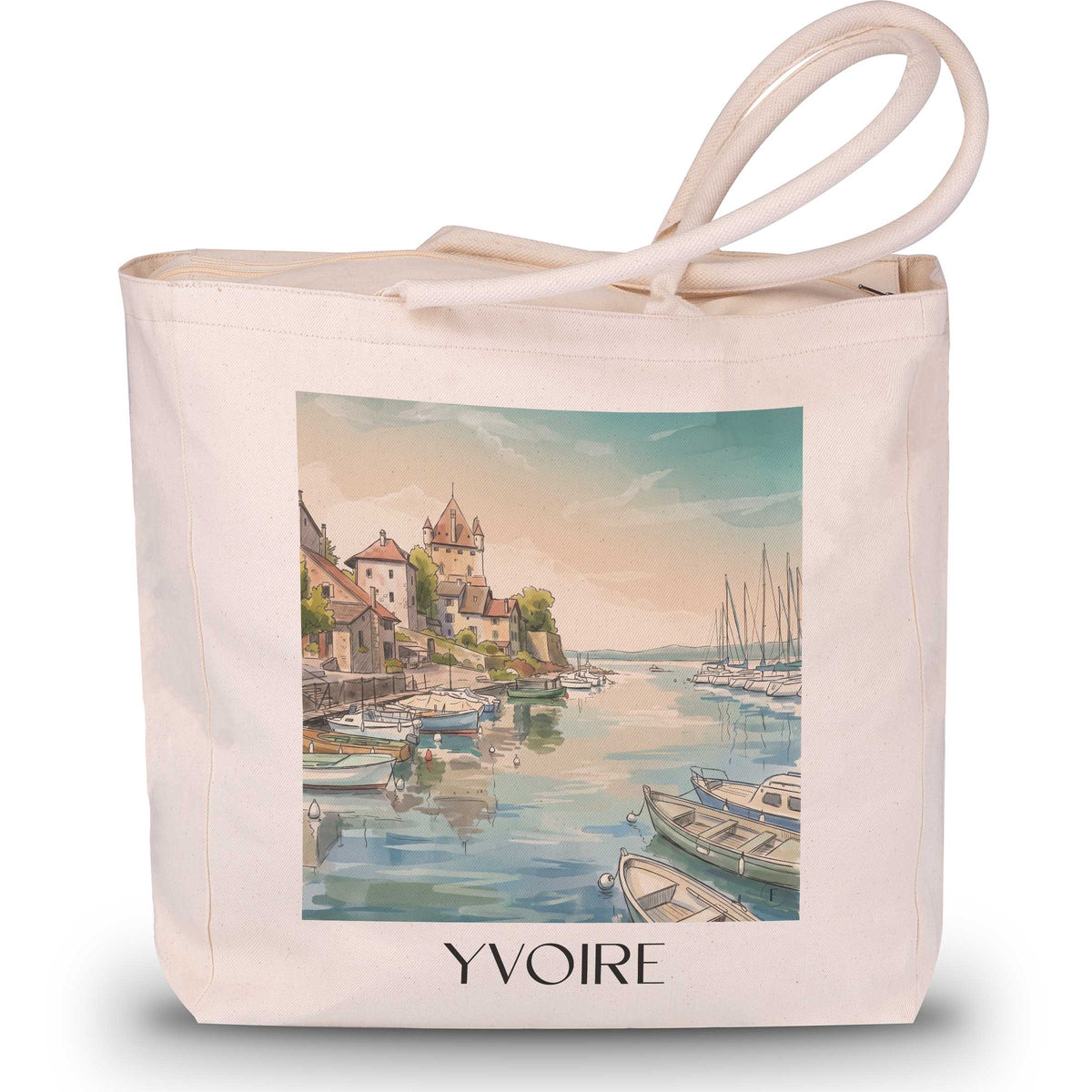 Yvoire Shopping Tasche - Lac Léman - Frankreich Tote Bag - Einkaufstasche im Aquarell Stil