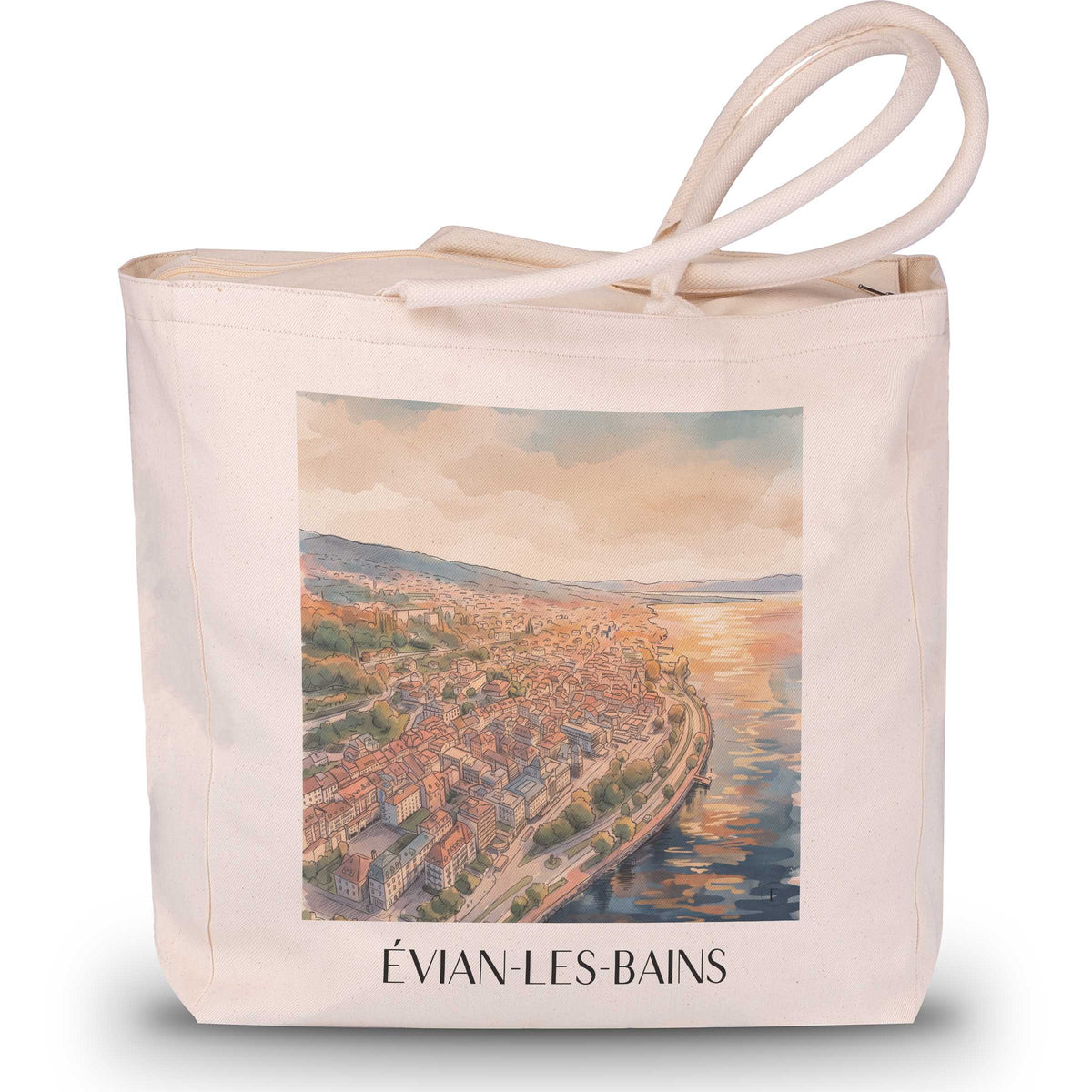 évian-les-bains-lac-léman-frankreich-einkaufstasche-aquarell