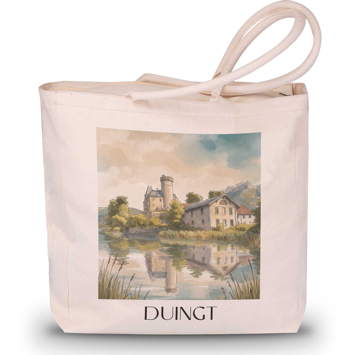 duingt-lac-d'annecy-frankreich-einkaufstasche-aquarell